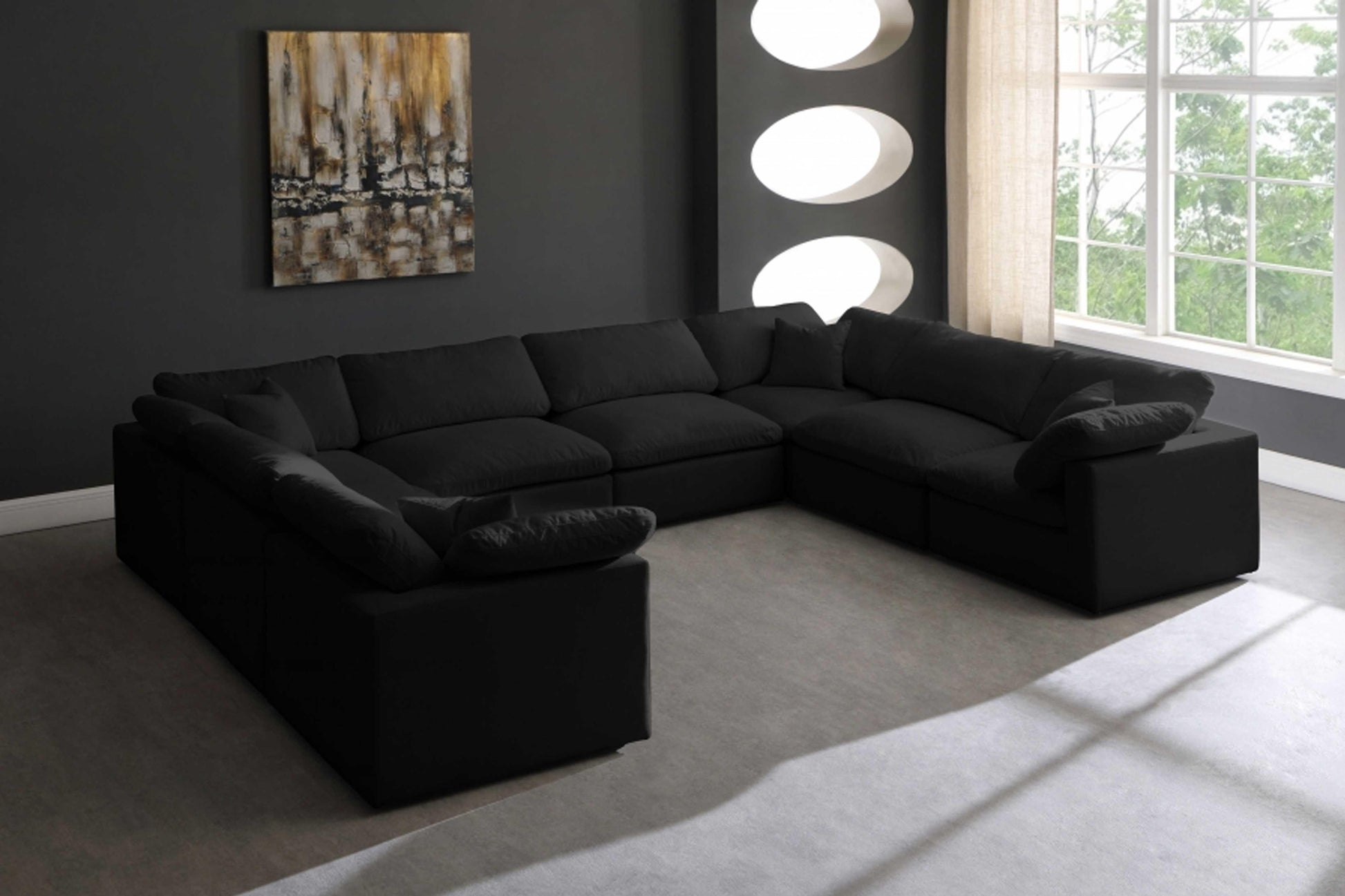 Plush Velvet Standard Modular Down Filled Cloud-Like Comfort Overstuffed Reversible Sectional SKU: 602-Sec8A - Venini Furniture 