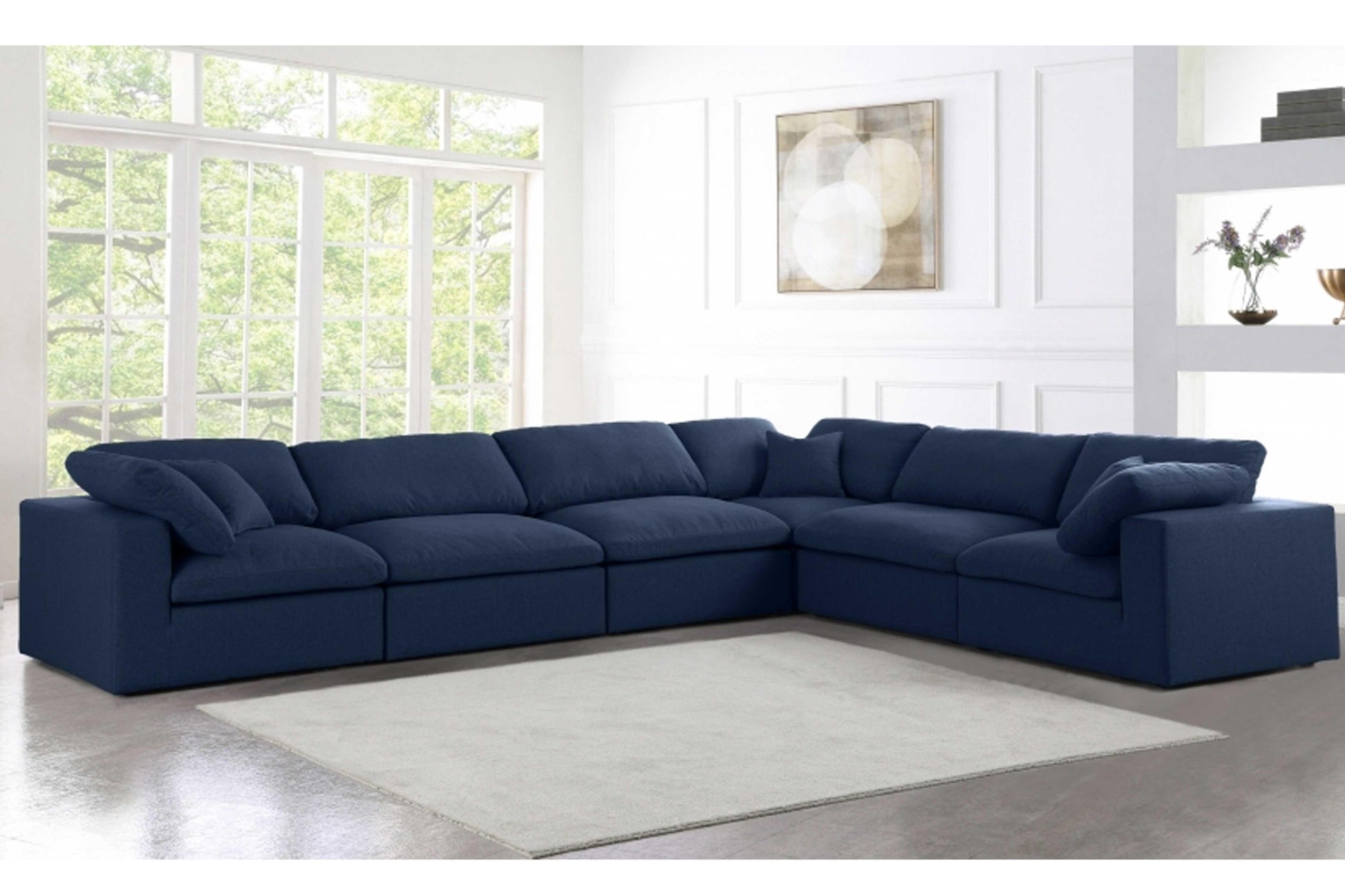 Uffizi Linen Deluxe Cloud Modular Down Filled Overstuffed Reversible Sectional Model 18601-Sec6A - Venini Furniture 