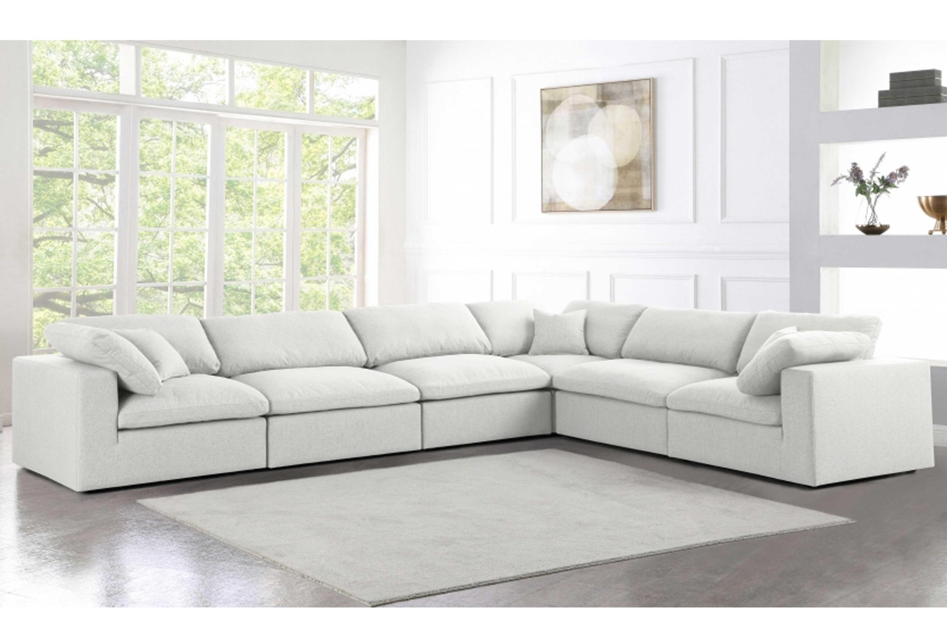 Uffizi Linen Deluxe Cloud Modular Down Filled Overstuffed Reversible Sectional Model 18601-Sec6A - Venini Furniture 