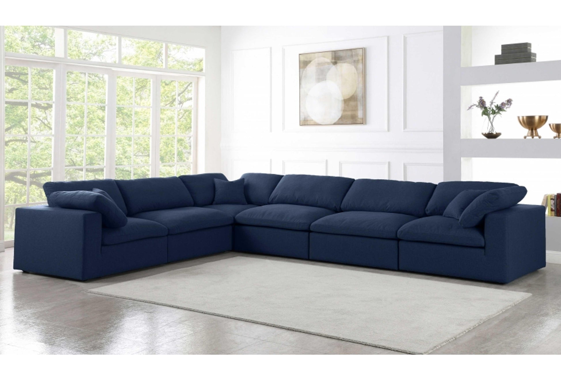 Uffizi Linen Deluxe Cloud Modular Down Filled Overstuffed Reversible Sectional Model 18601-Sec6A - Venini Furniture 