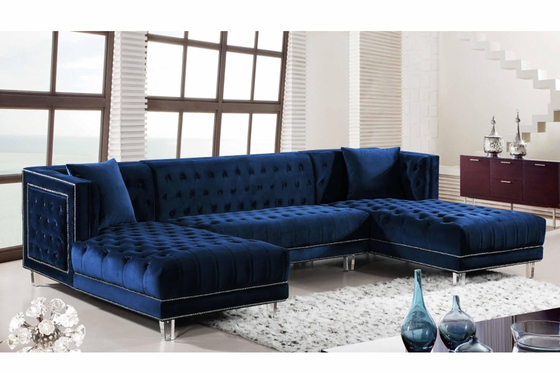 Moda Velvet 3pc. Sectional SKU: 631-Sectional - Venini Furniture 