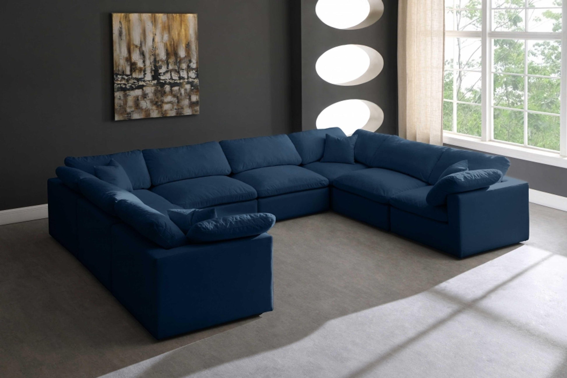 Plush Velvet Standard Modular Down Filled Cloud-Like Comfort Overstuffed Reversible Sectional SKU: 602-Sec8A - Venini Furniture 