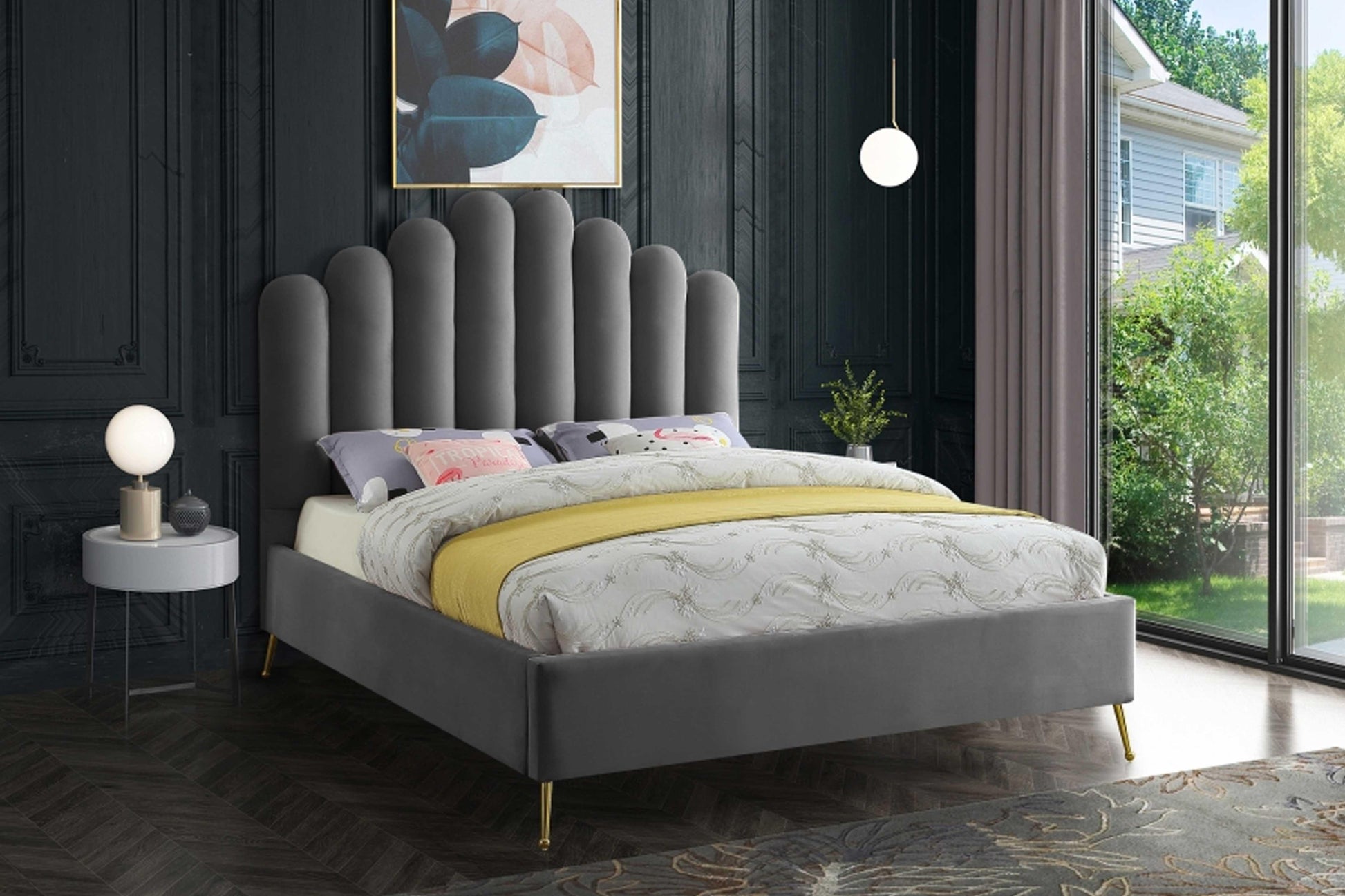 Lily Velvet Bed SKU: Lily - Venini Furniture 