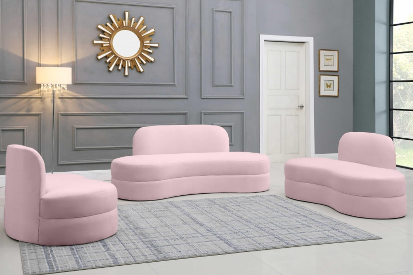 Mitzy Soft Velvet 3 pc Sofa Set SKU: 606-S3 - Venini Furniture 