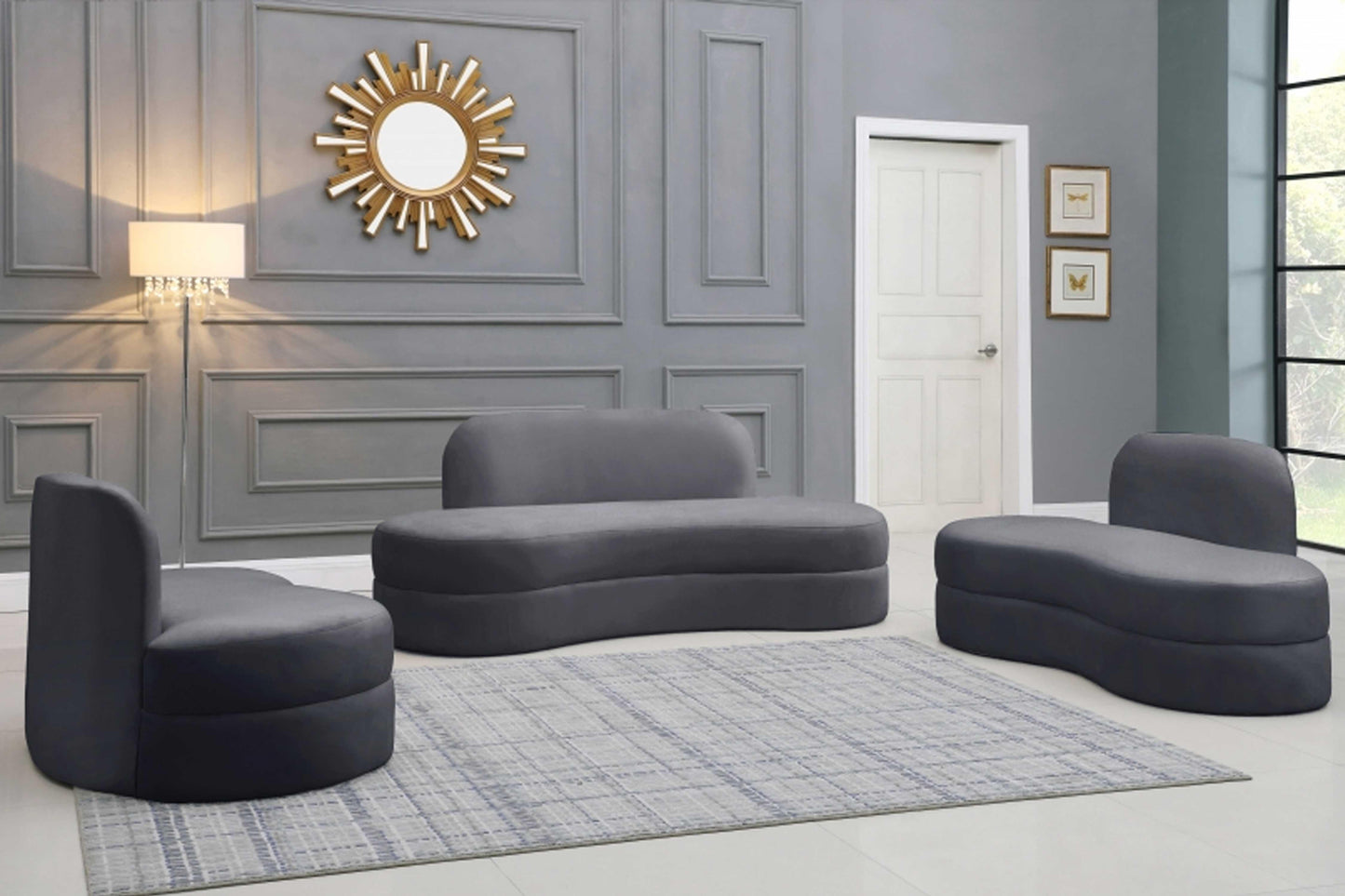 Mitzy Soft Velvet 3 pc Sofa Set SKU: 606-S3 - Venini Furniture 