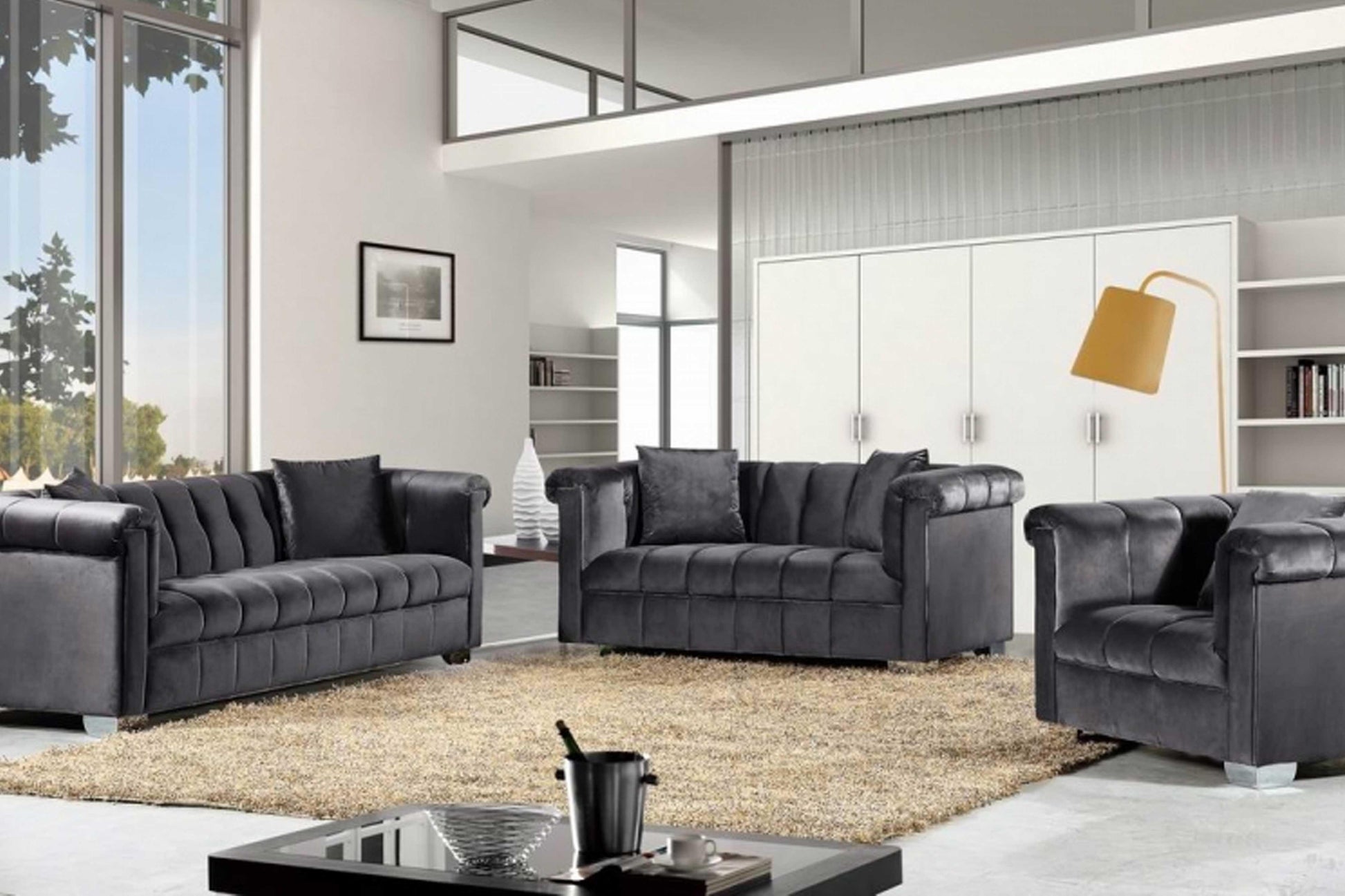 Kayla Velvet Loveseat SKU: 615-L - Venini Furniture 