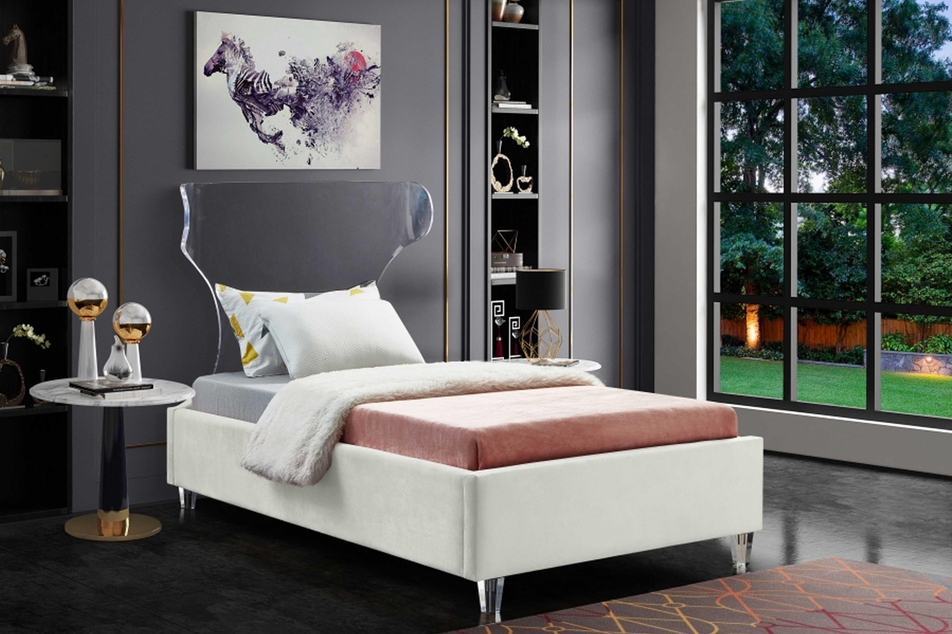Ghost Velvet Bed SKU: Ghost - Venini Furniture 