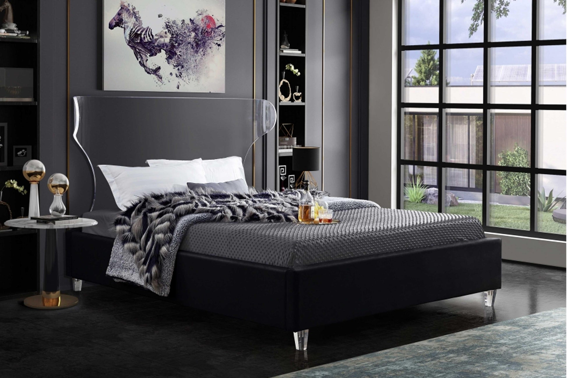 Ghost Velvet Bed SKU: Ghost - Venini Furniture 