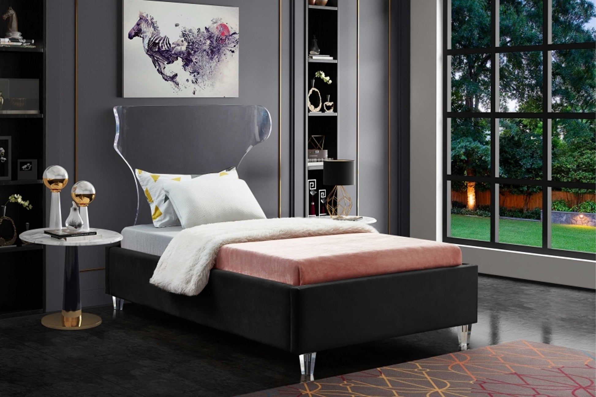 Ghost Velvet Bed SKU: Ghost - Venini Furniture 