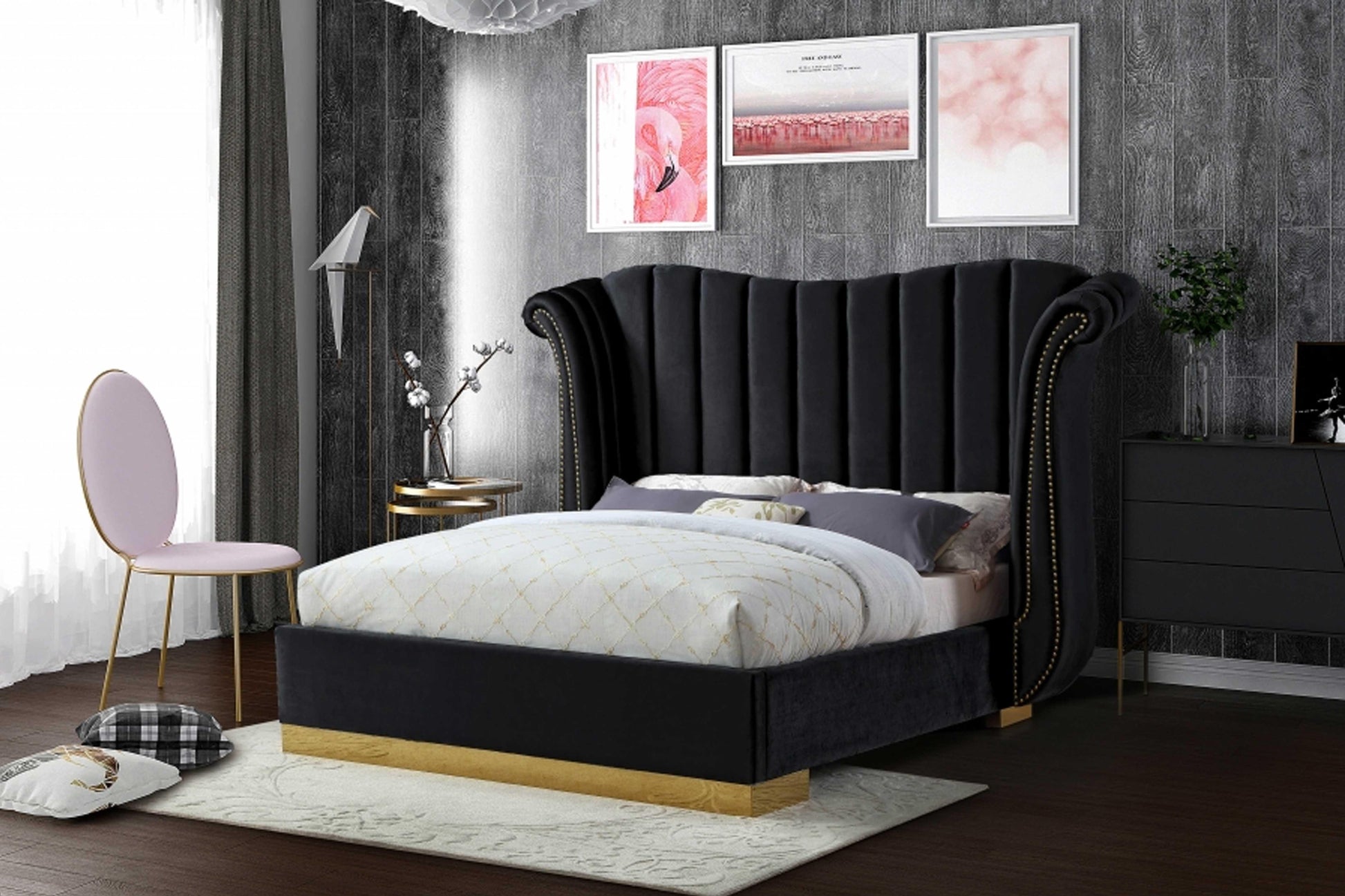 Flora Velvet Bed SKU: Flora - Venini Furniture 