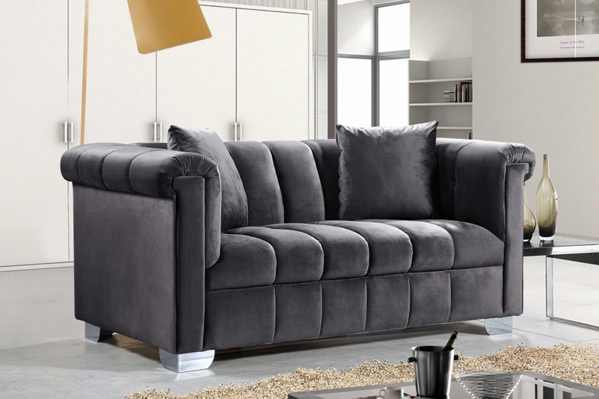 Kayla Velvet Loveseat SKU: 615-L - Venini Furniture 