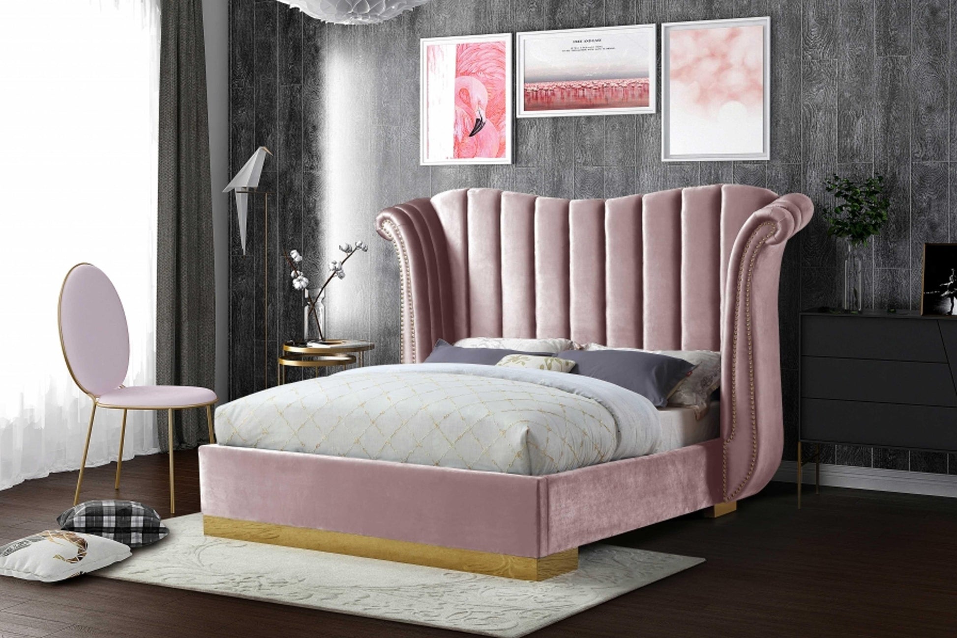 Flora Velvet Bed SKU: Flora - Venini Furniture 