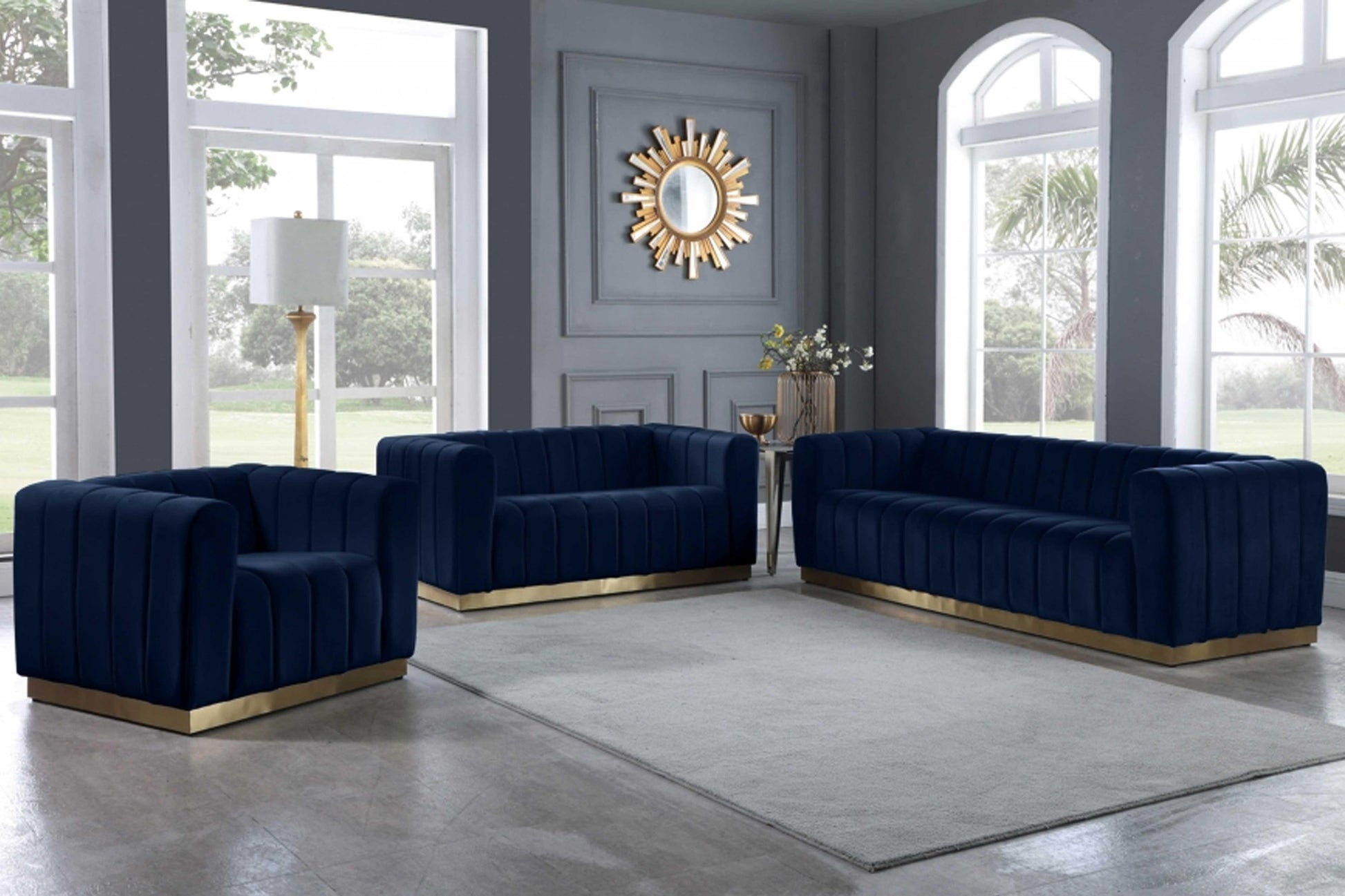Marlon Velvet Sofa SKU: 603-S - Venini Furniture 