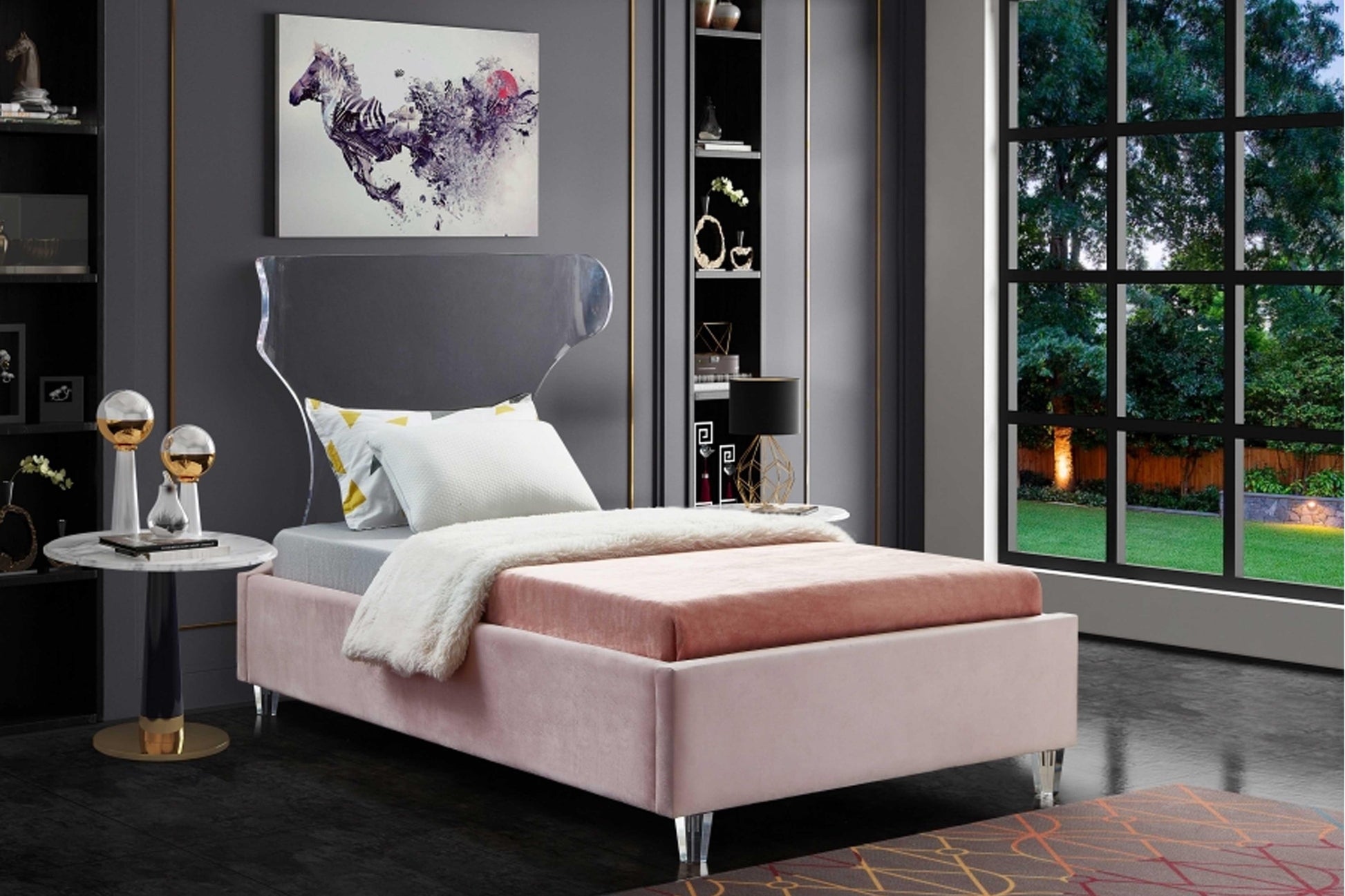 Ghost Velvet Bed SKU: Ghost - Venini Furniture 
