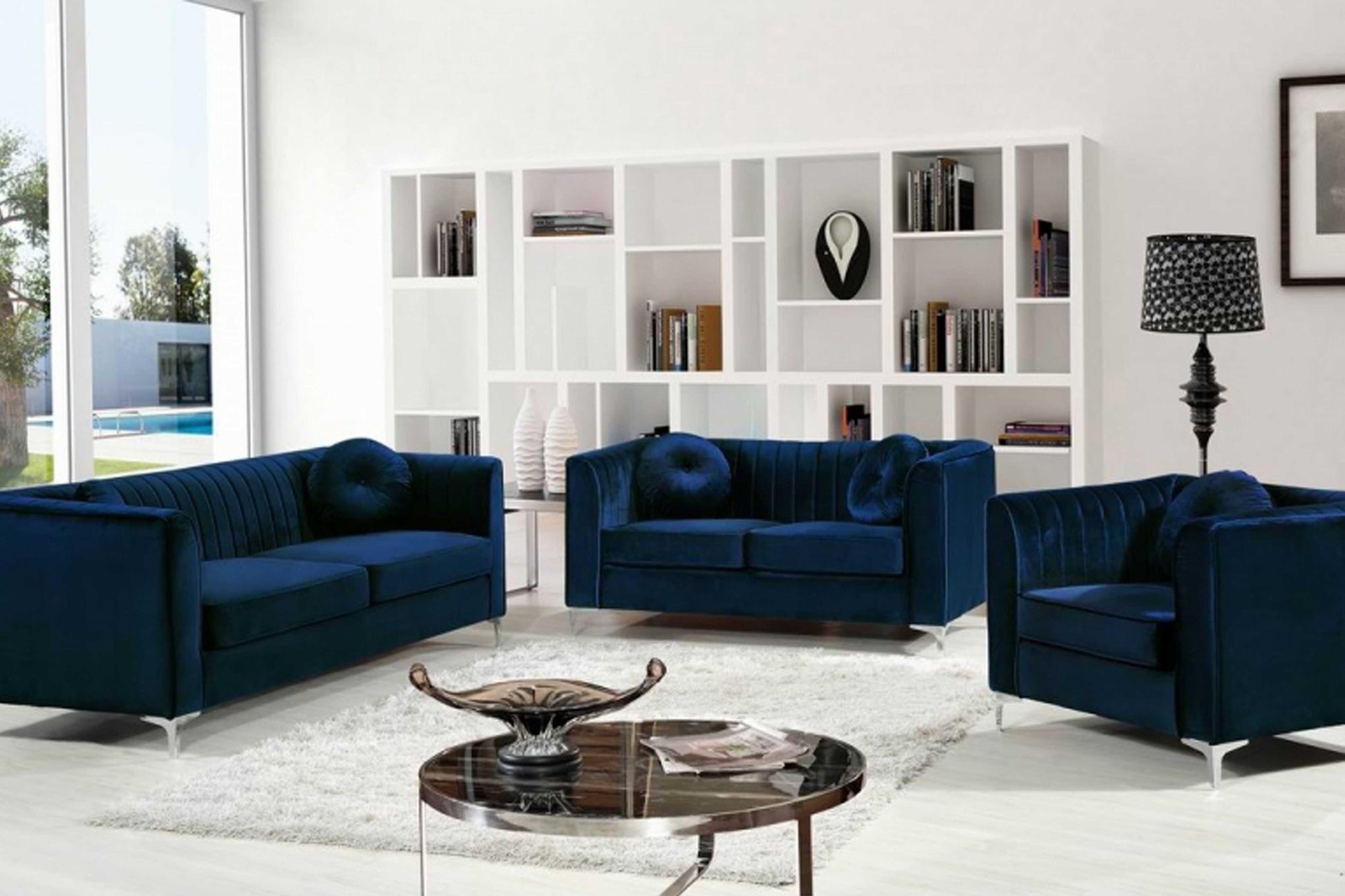 Isabelle Velvet 3 pc Sofa Set SKU: 612-SET - Venini Furniture 