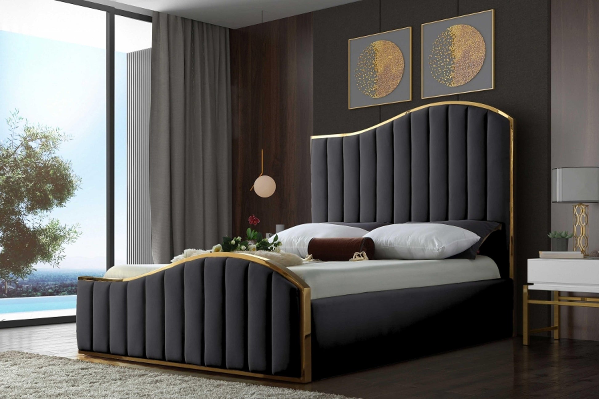 Jolie Velvet Bed SKU: Jolie - Venini Furniture 