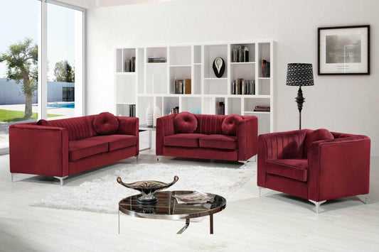 Isabelle Velvet 3 pc Sofa Set SKU: 612-SET - Venini Furniture 