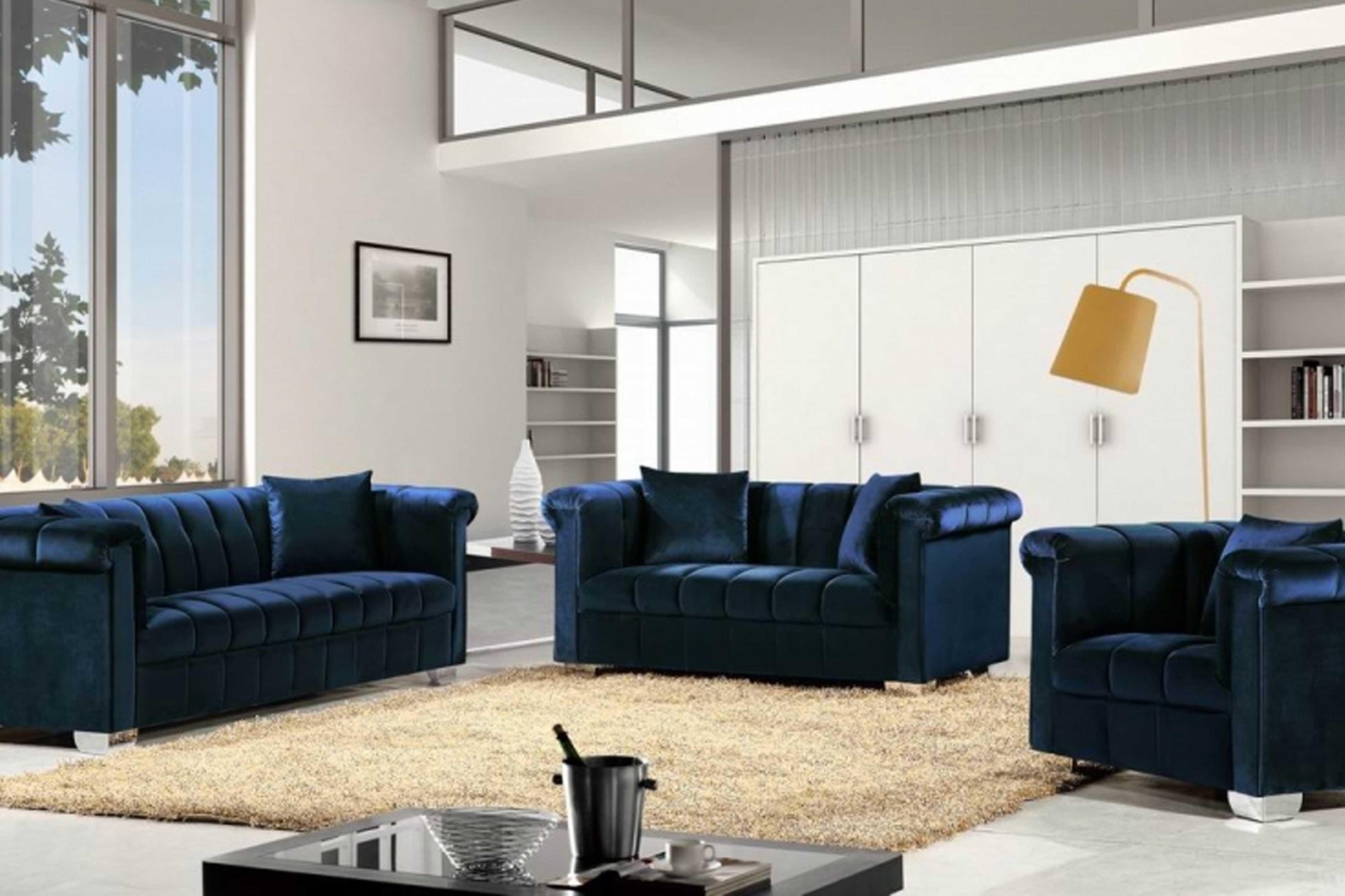 Kayla Velvet Loveseat SKU: 615-L - Venini Furniture 