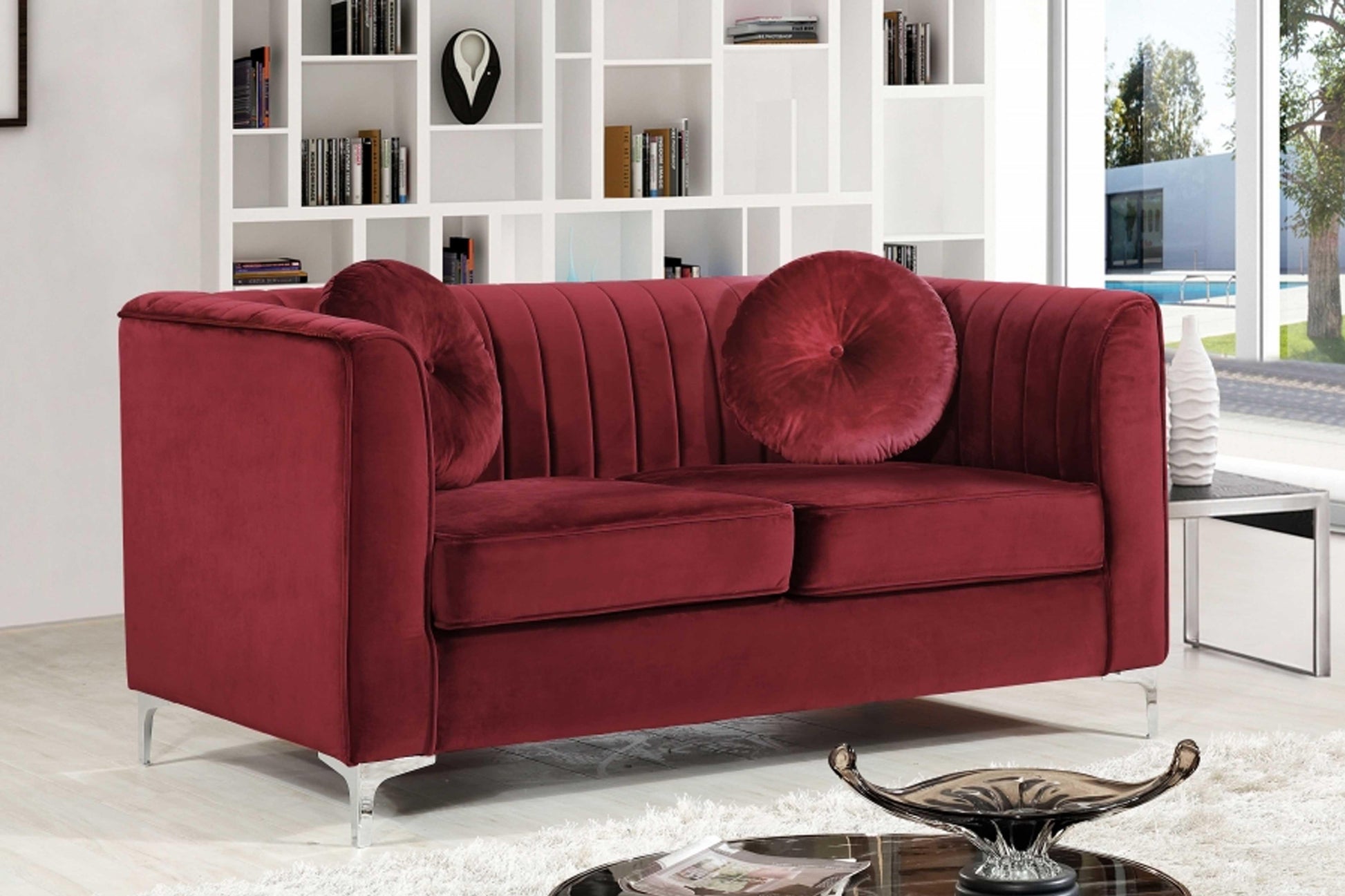 Isabelle Velvet Loveseat SKU: 612-L - Venini Furniture 