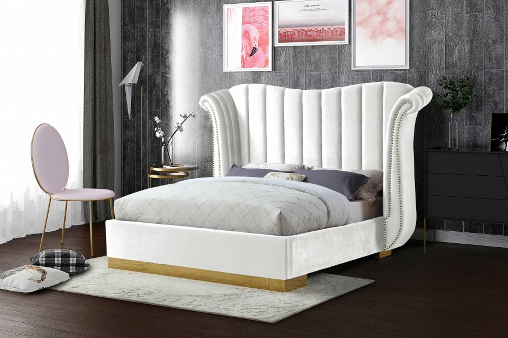 Flora Velvet Bed SKU: Flora - Venini Furniture 