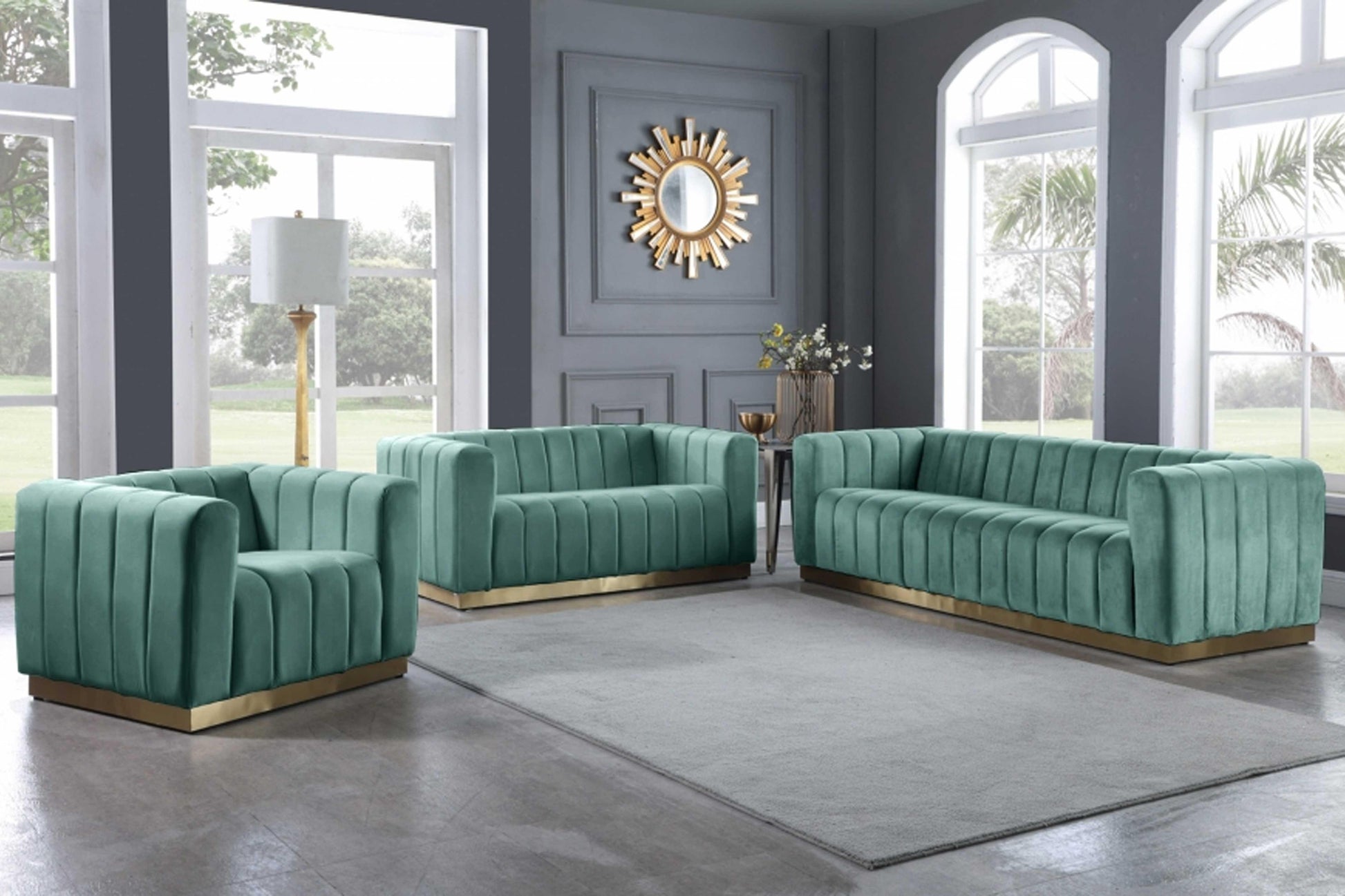 Marlon Velvet Sofa SKU: 603-S - Venini Furniture 