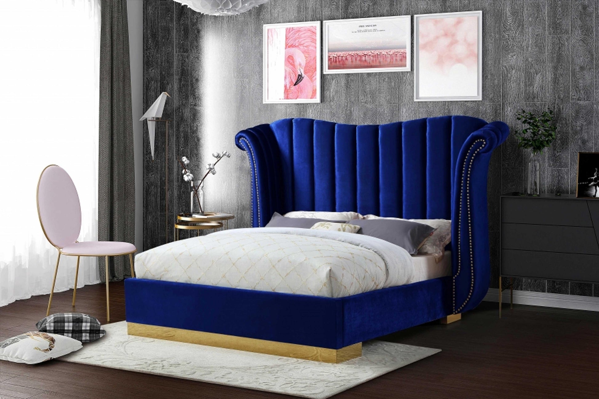 Flora Velvet Bed SKU: Flora - Venini Furniture 
