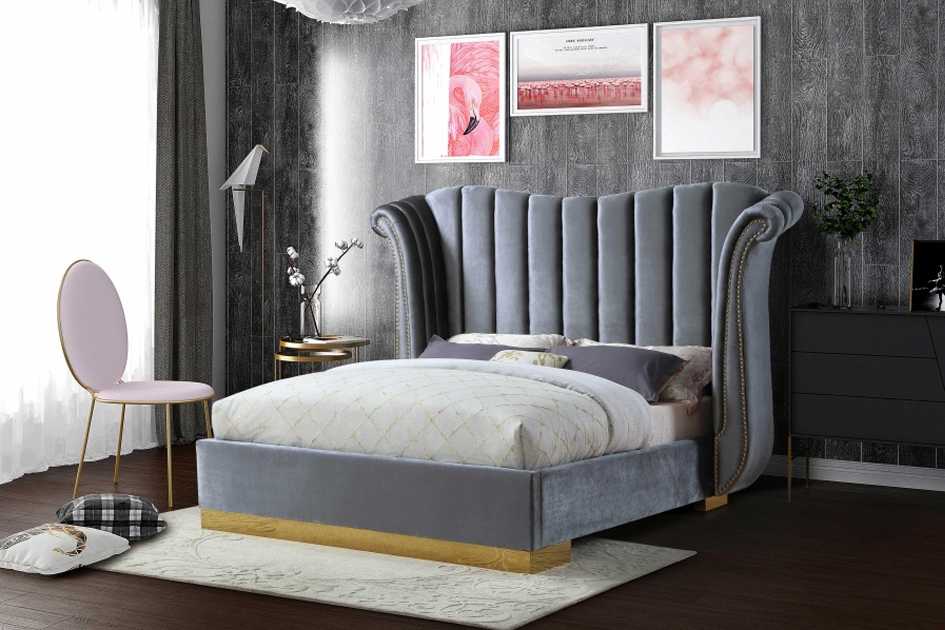 Flora Velvet Bed SKU: Flora - Venini Furniture 