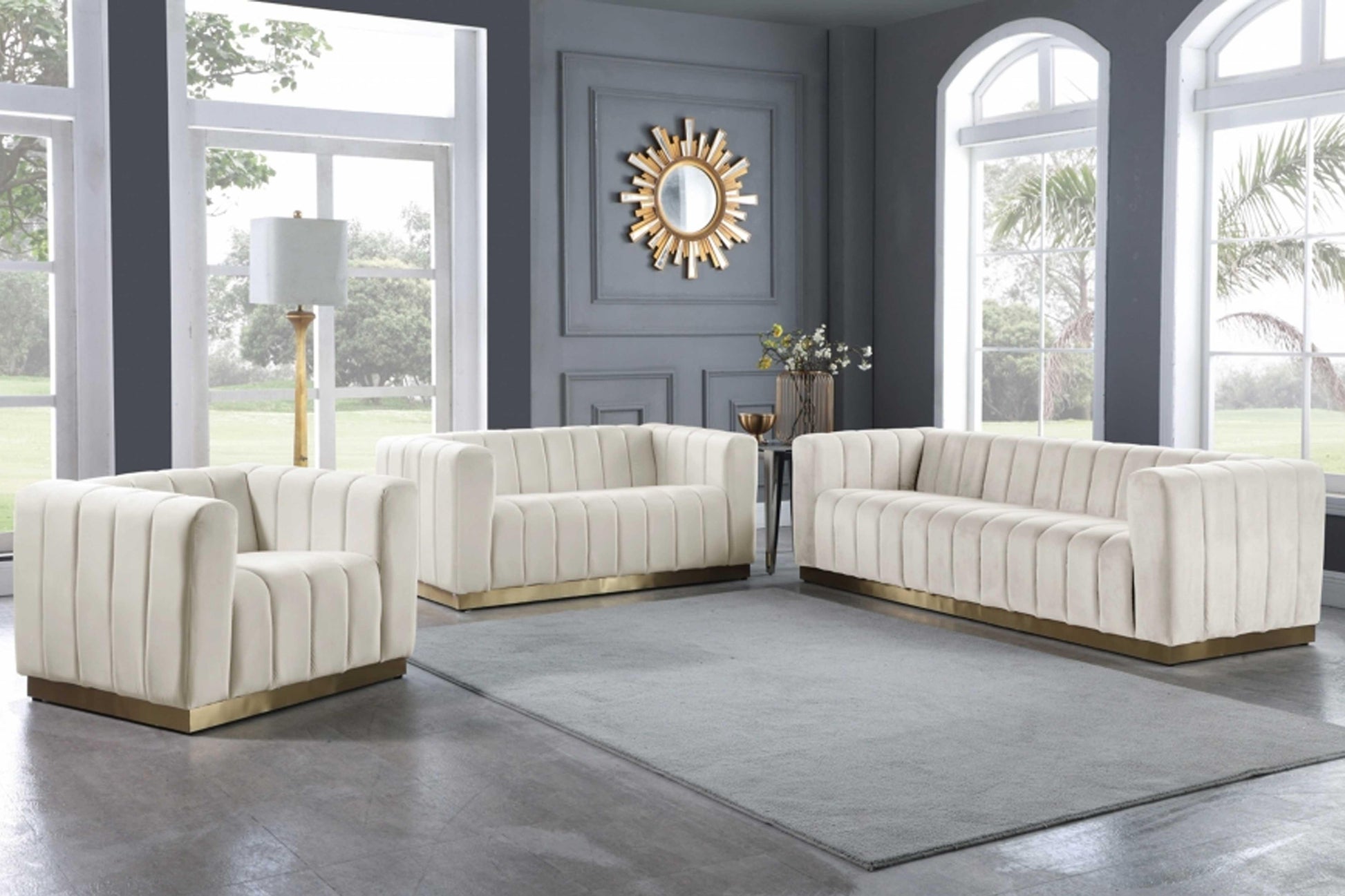 Marlon Velvet Sofa SKU: 603-S - Venini Furniture 