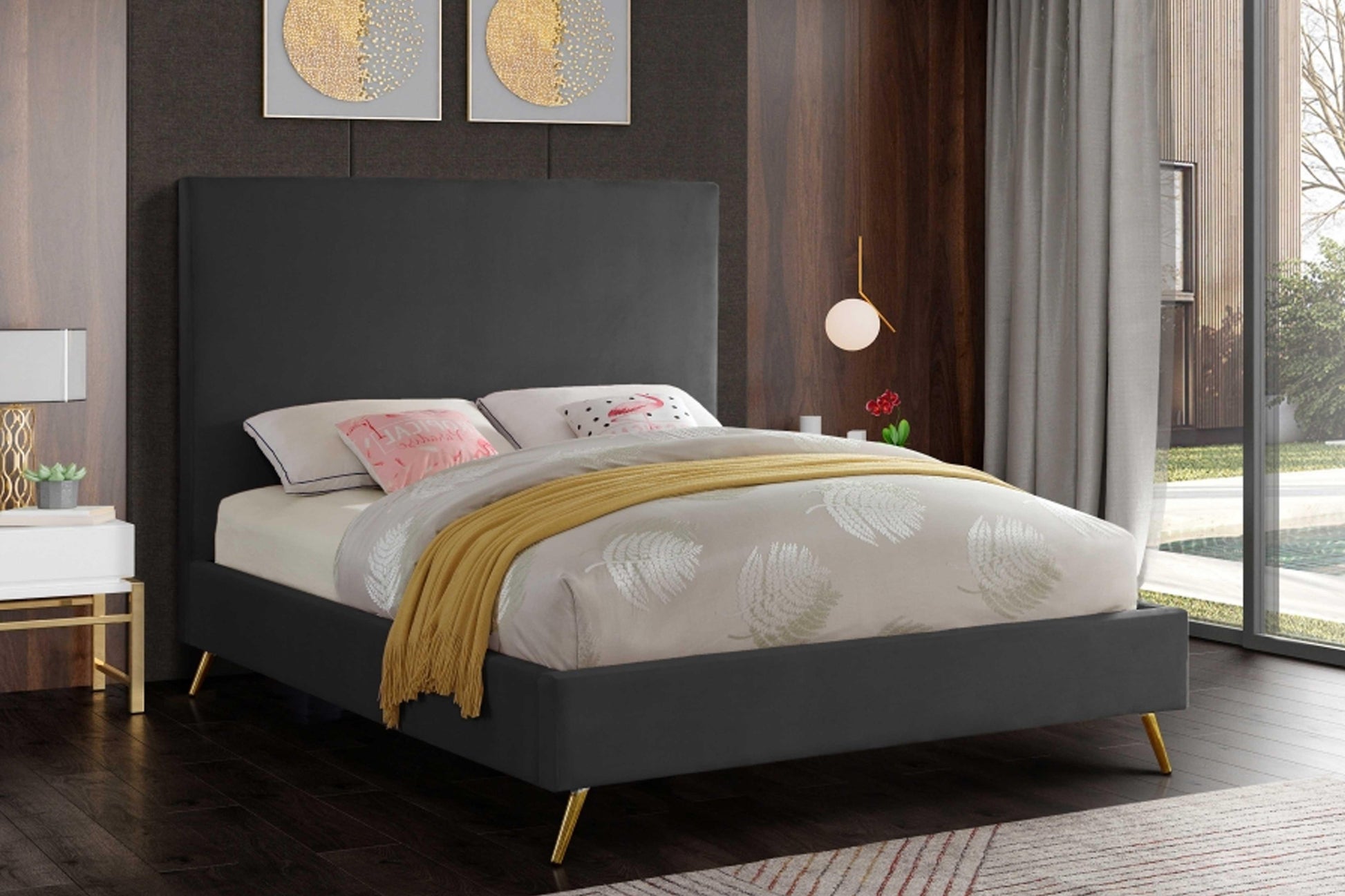 Jasmine Velvet Bed SKU: Jasmine - Venini Furniture 