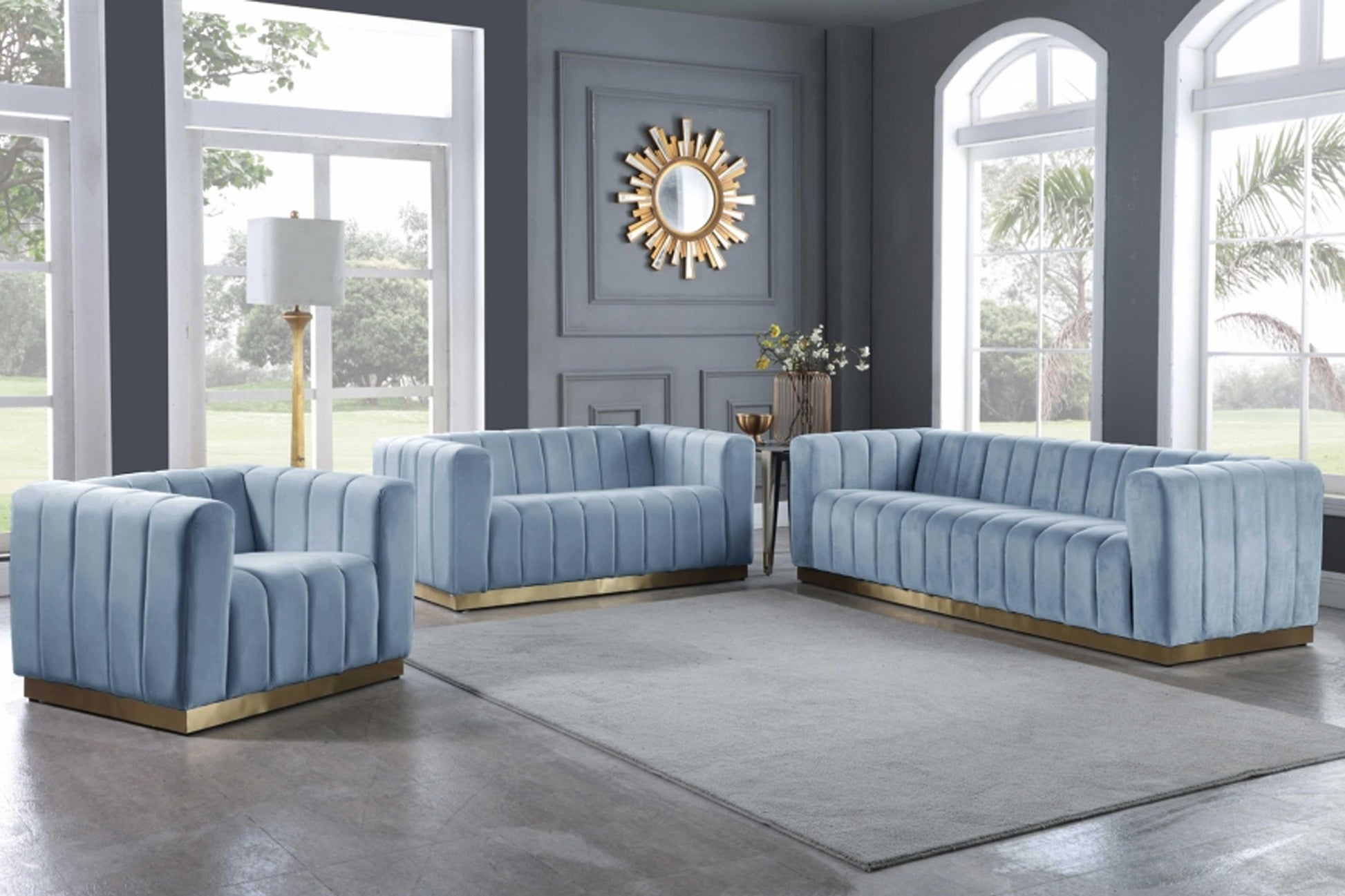 Marlon Velvet Sofa SKU: 603-S - Venini Furniture 