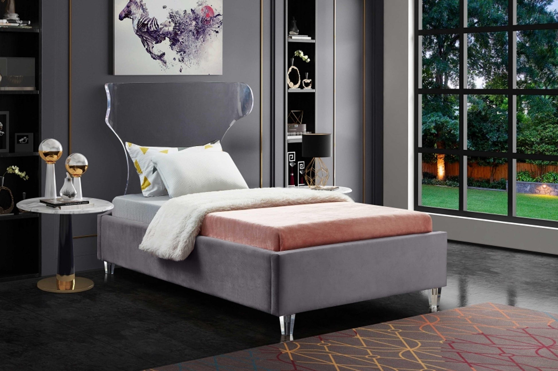 Ghost Velvet Bed SKU: Ghost - Venini Furniture 