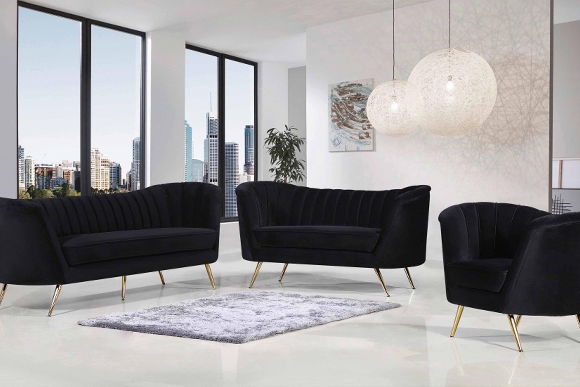 Margo Velvet 3 pcs Set SKU: 622-S3 - Venini Furniture 