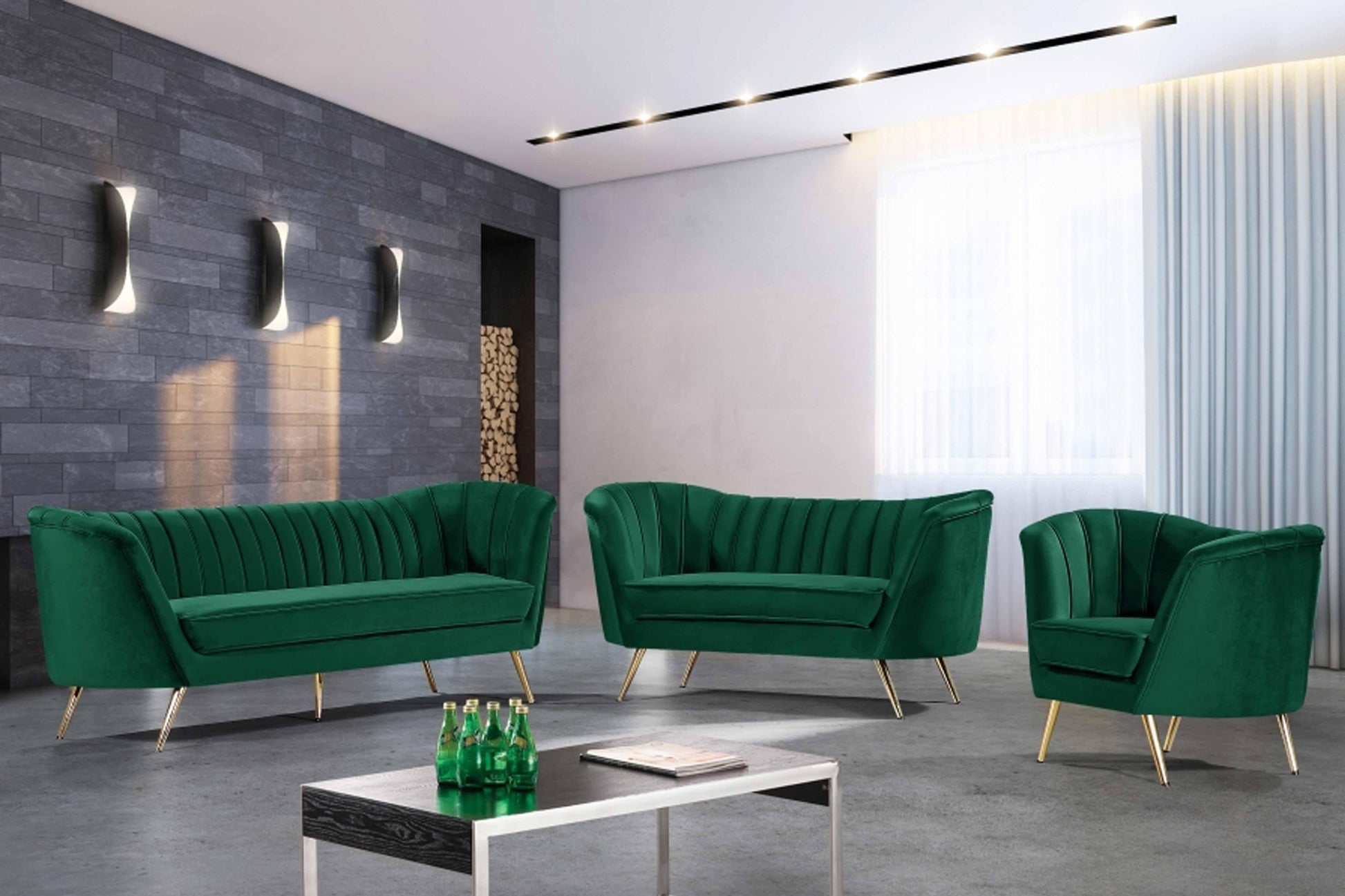 Margo Velvet 3 pcs Set SKU: 622-S3 - Venini Furniture 