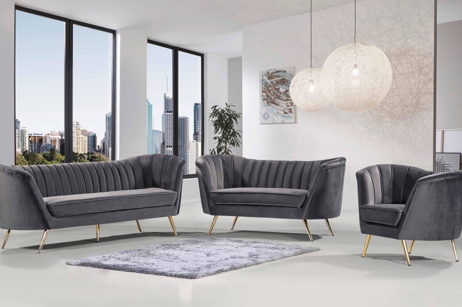 Margo Velvet 3 pcs Set SKU: 622-S3 - Venini Furniture 