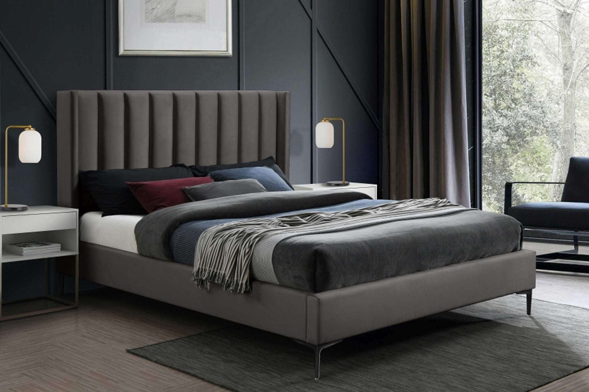 Nadia Velvet Bed SKU: Nadia - Venini Furniture 