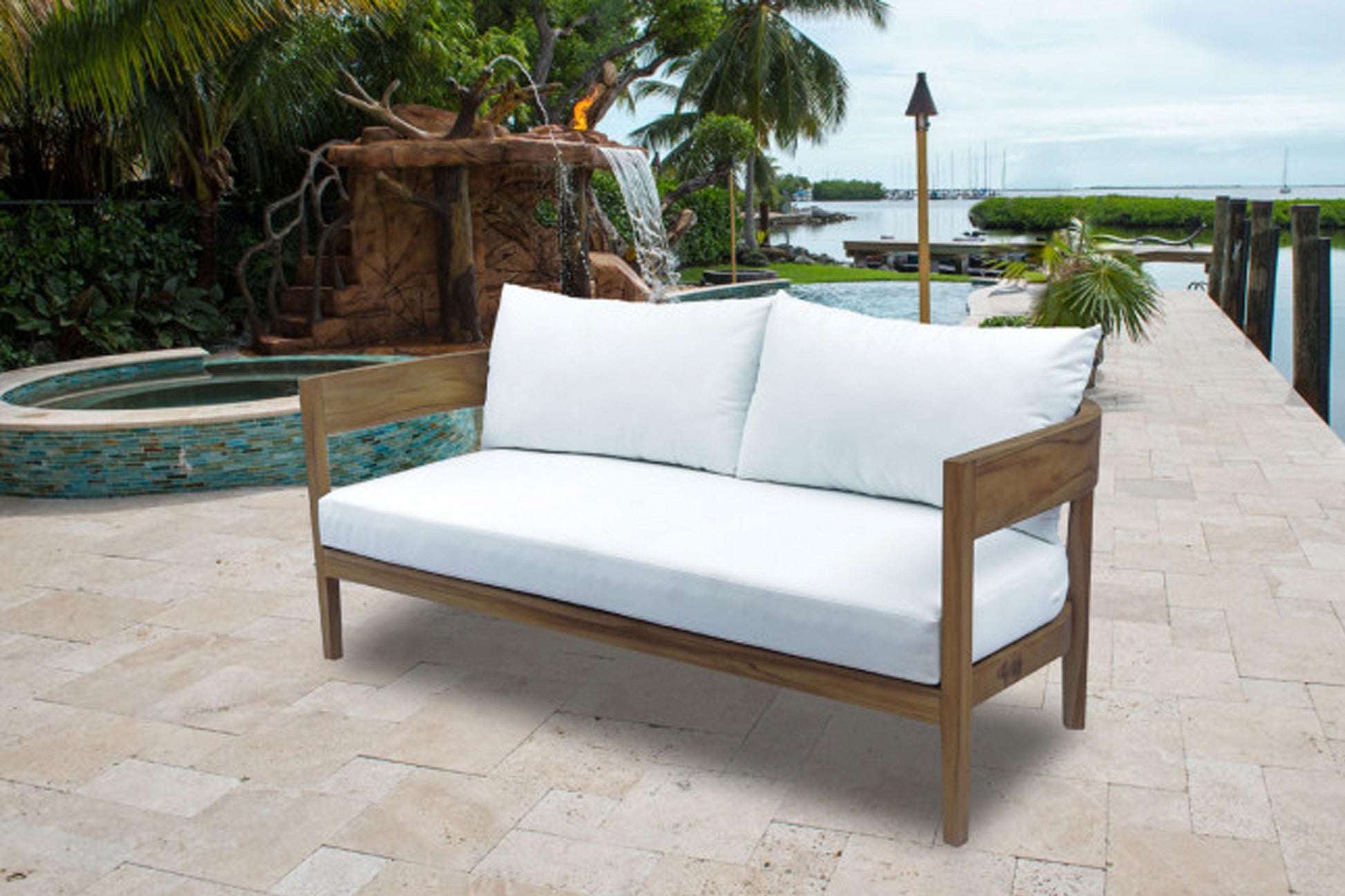 Bali Sofa w/beige cushion SKU: PJO-3601-NAT-S - Venini Furniture 