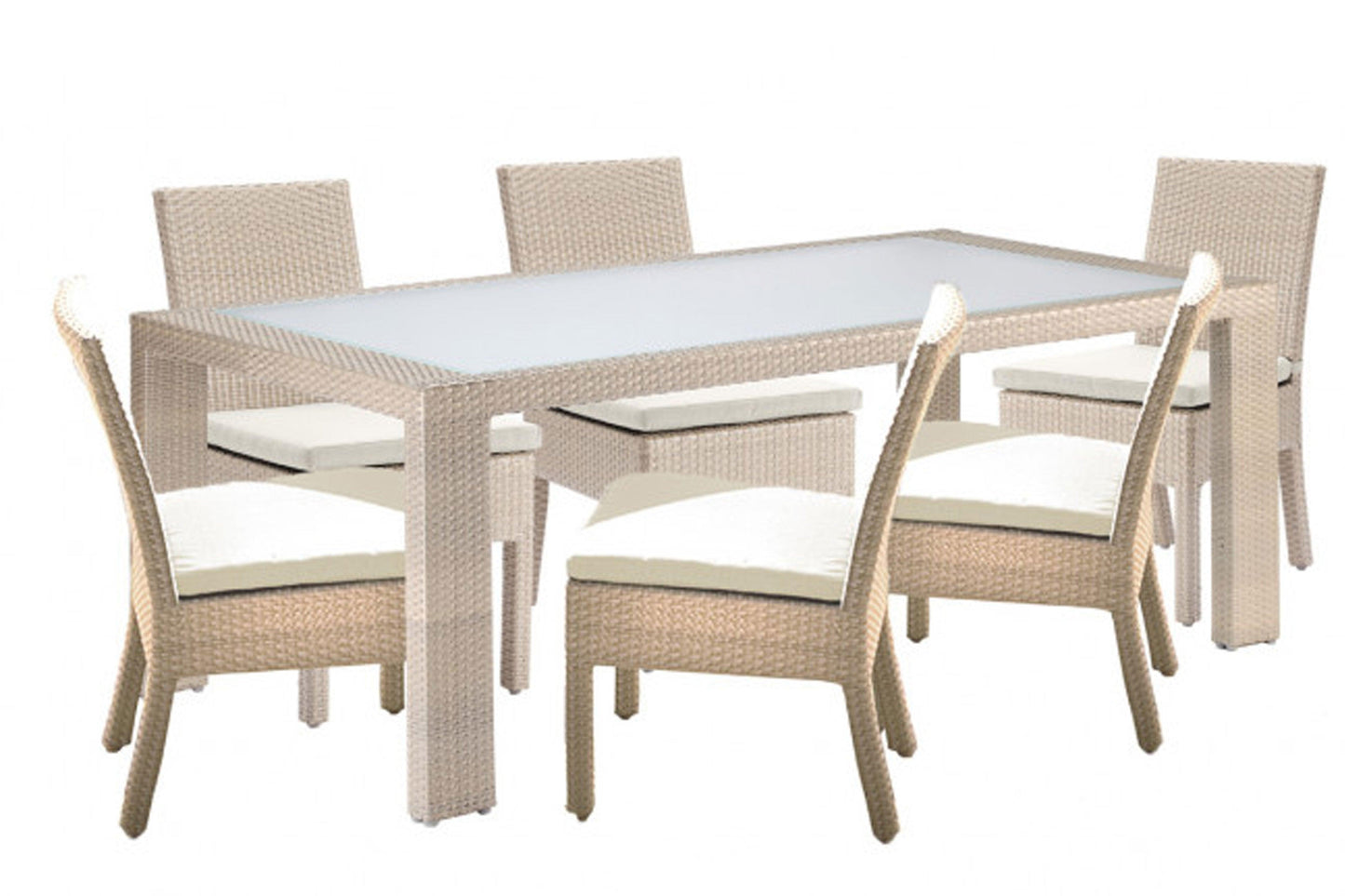 Cubix Rectangular Woven Dining Table w/glass SKU: 902-1349-KBU-RT - Venini Furniture 