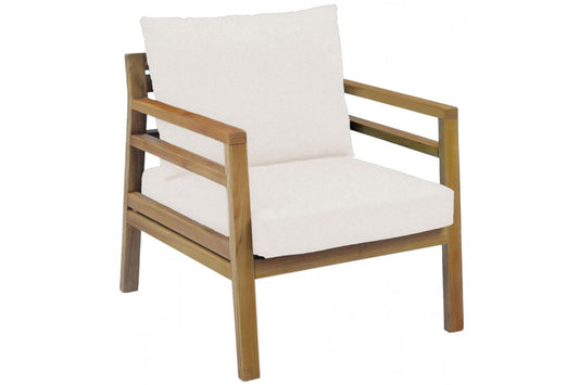 Modern Teak Lounge Chair w/off-white cushion - Venini Furniture 