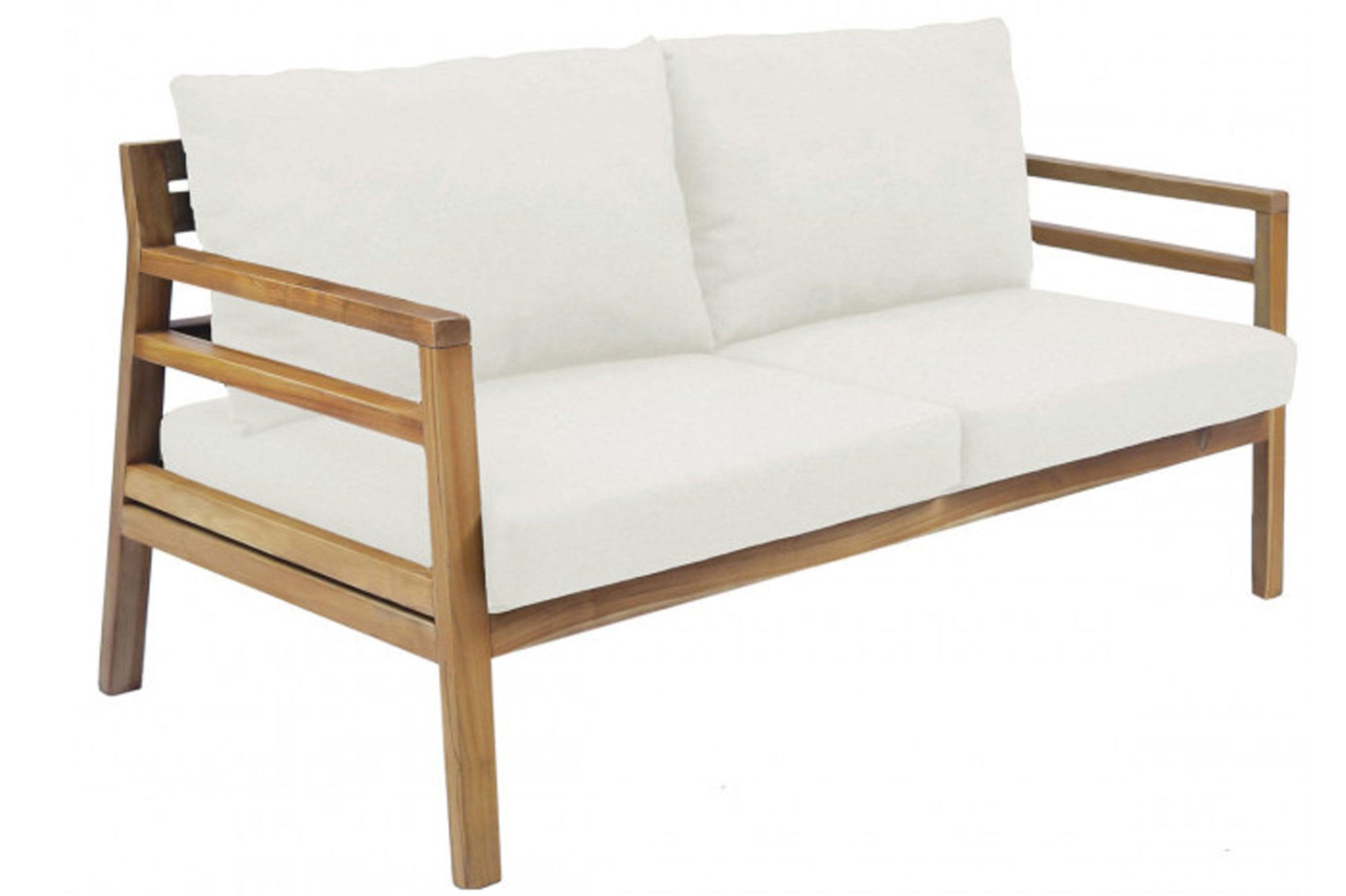Modern Teak Sofa w/off-white cushions - Venini Furniture 