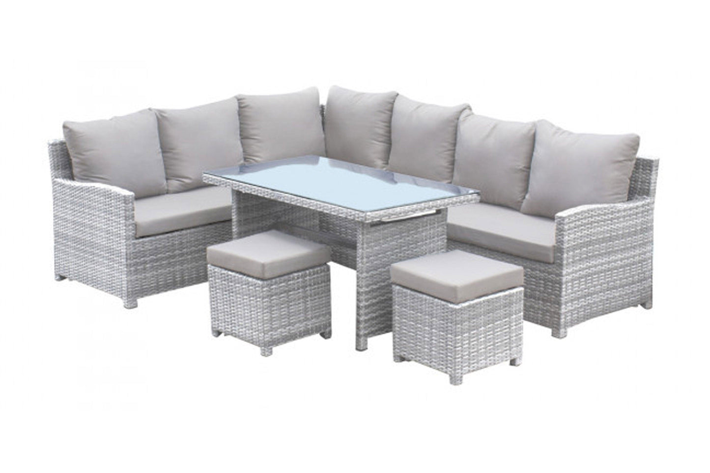 Santorini 5 PC Sectional Dining Set w/cushion SKU: 895-3215F-WW-5PC - Venini Furniture 