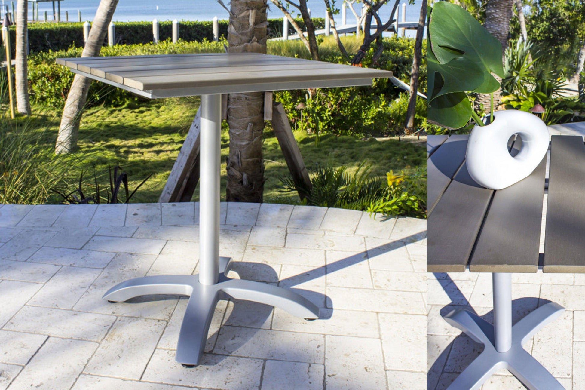 Santorini 28" Slatted Artificial Wood Table KD SKU: 895-1464-WW - Venini Furniture 