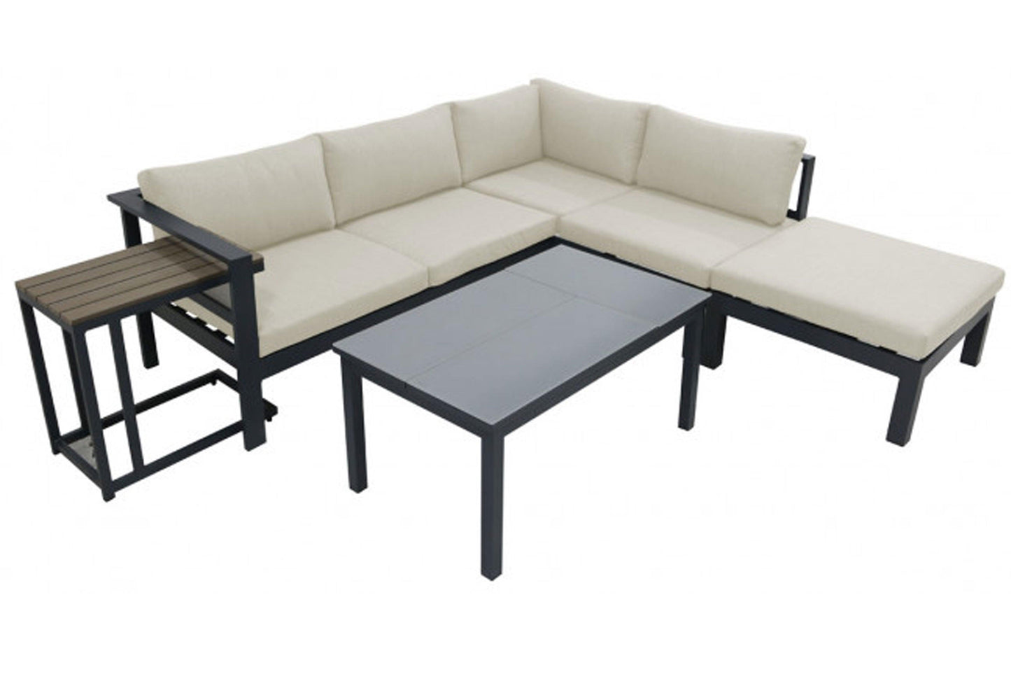 Sandcastle 5 PC Sectional Set w/off-white cushions SKU: PJO-2601-GRY-SET - Venini Furniture 
