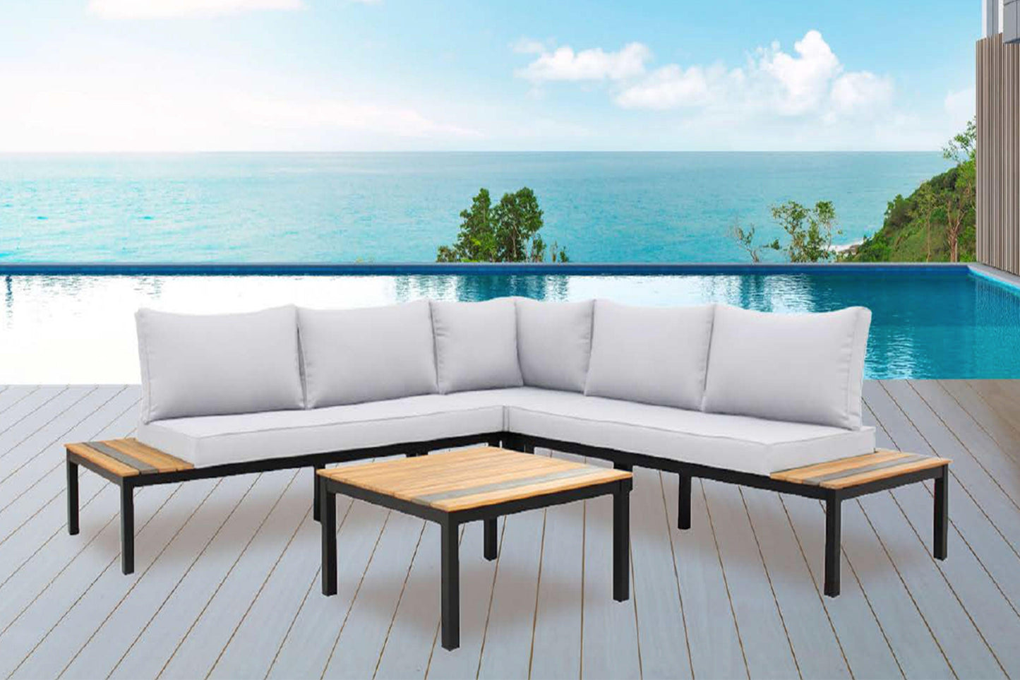 Boca Grande 3 PC Sectional w/beige cushions - Venini Furniture 