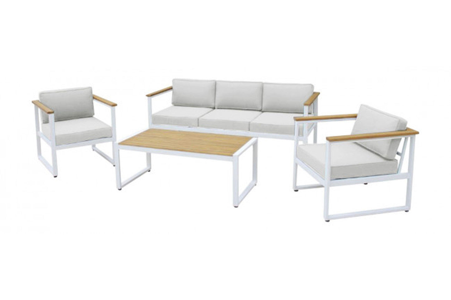Dana Point 4 PC Seating Set w/beige cushions SKU: PJO-3101-WHT-4PC - Venini Furniture 
