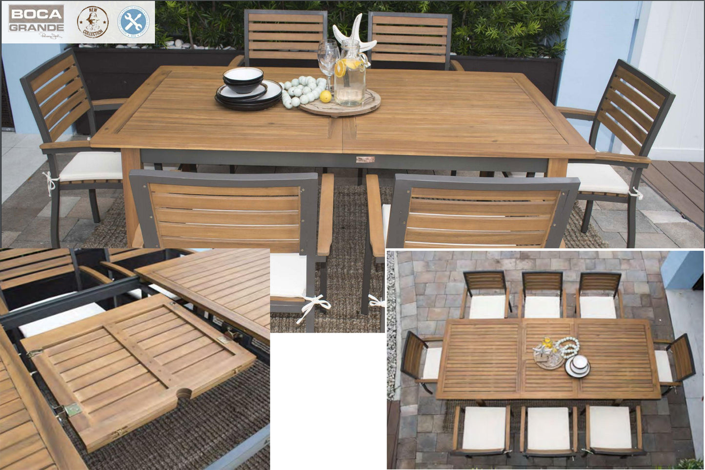 Boca Grande 7 PC Dining Set SKU: PJO-3201-GRY-7DA - Venini Furniture 