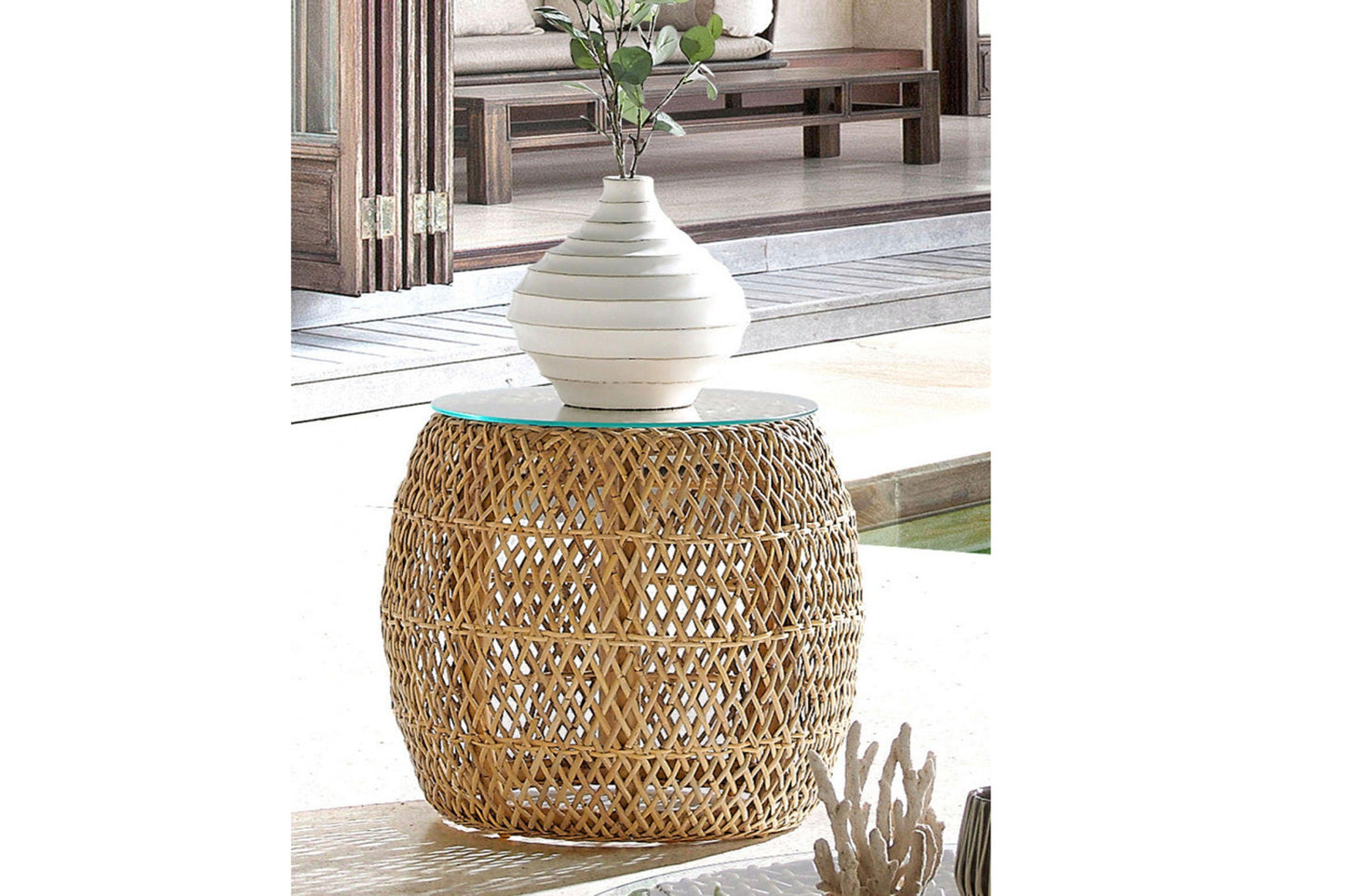 Sumatra end table with honey color.  End table for the outdoor livingroom.