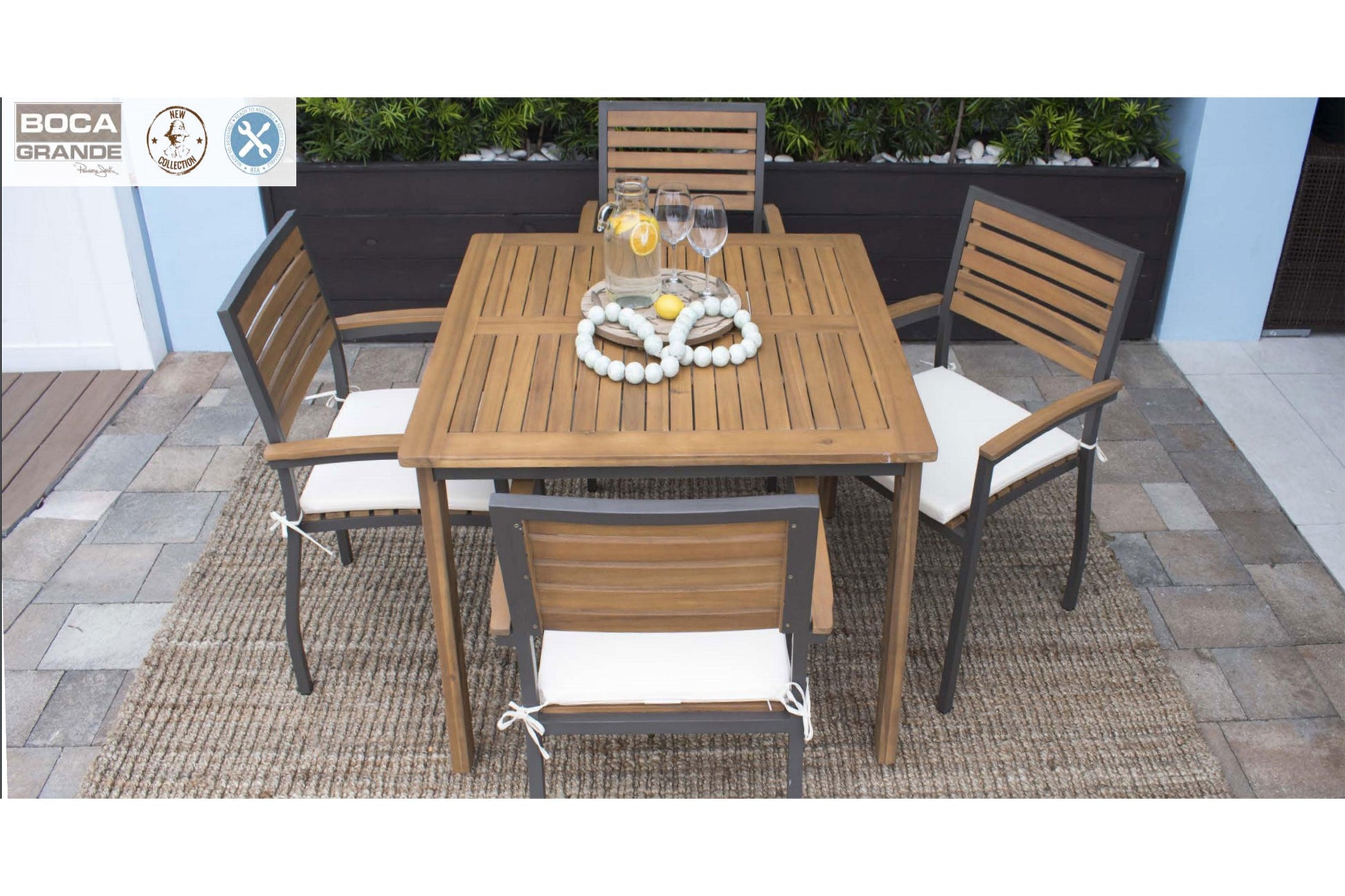 Boca Grande 5 PC Dining Set SKU: PJO-3201-GRY-5DA - Venini Furniture 