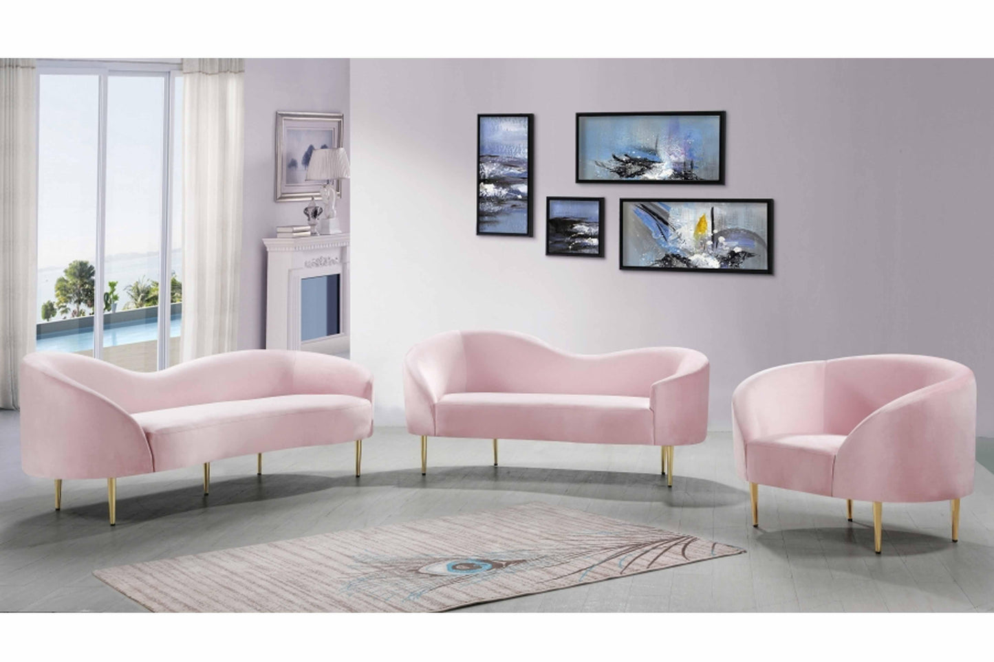 Ritz Velvet 3 pcs SKU: 659-S3 - Venini Furniture 