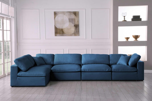 Plush Velvet Standard Modular Down Filled Cloud-Like Comfort Overstuffed Reversible Sectional SKU: 602-Sec5D - Venini Furniture 