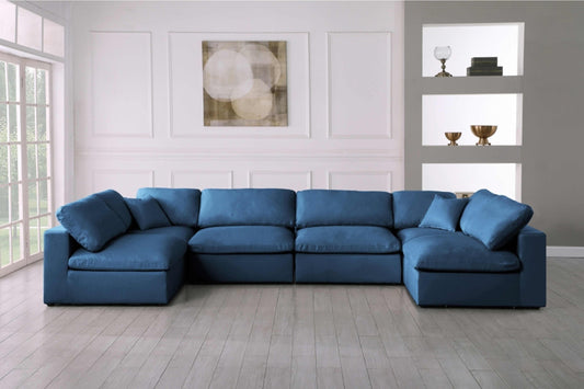 Plush Velvet Standard Modular Down Filled Cloud-Like Comfort Overstuffed Reversible Sectional SKU: 602-Sec6D - Venini Furniture 